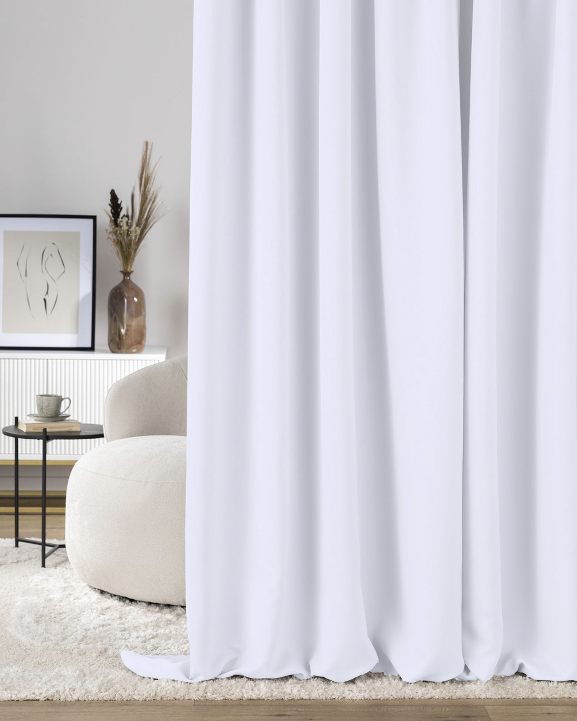 Blackout pencil pleat curtains steel white 140 x 280 cm 1 pc.