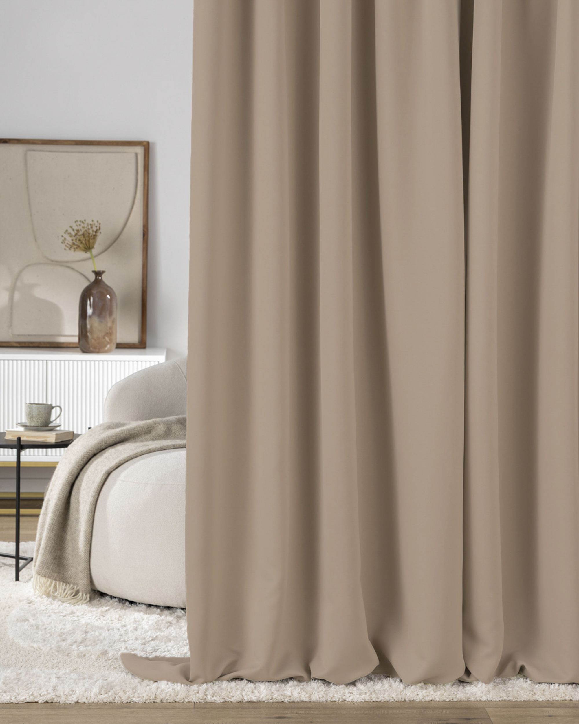 Blackout pencil pleat curtain dark beige 140 x 280 cm 1 pc.