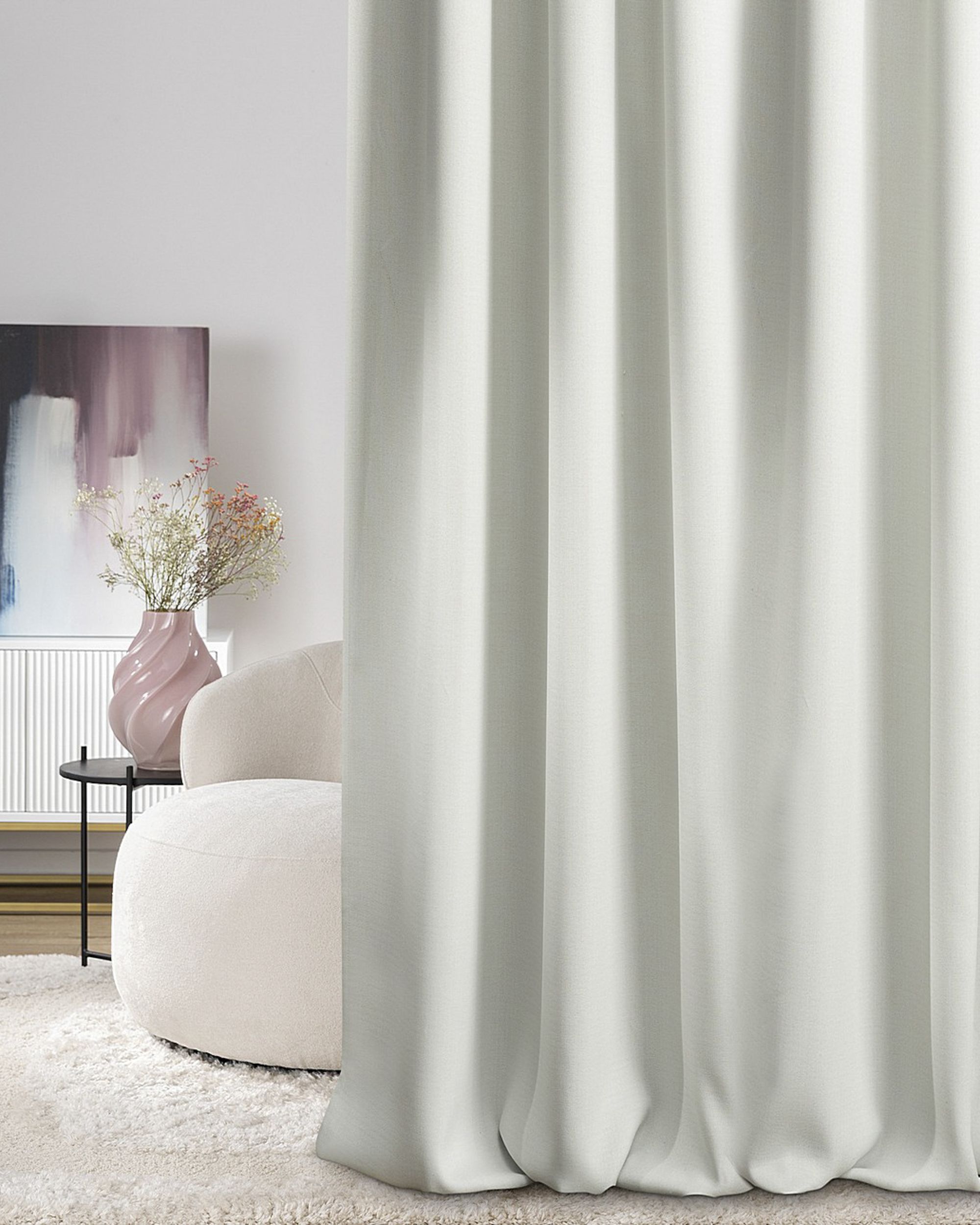 Blackout pencil pleat curtain textured white 140 x 280 cm 1 pc.