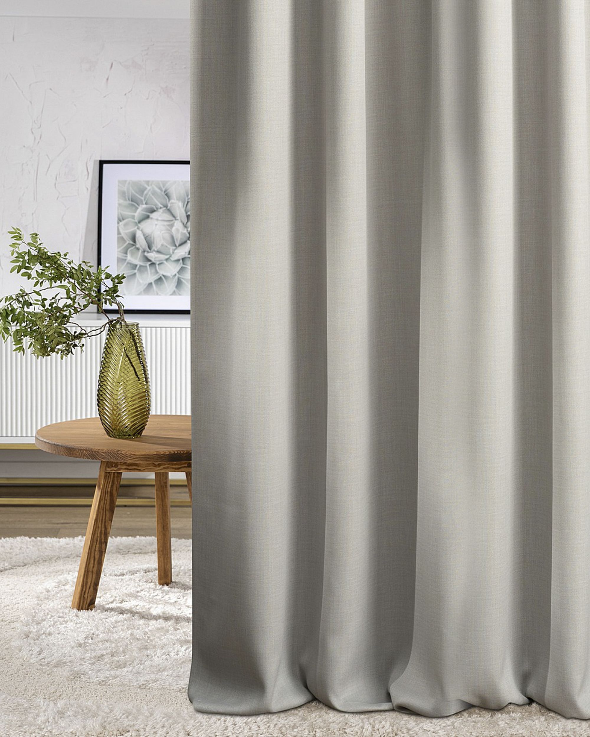 Blackout pencil pleat curtain textured gray 140 x 280 cm 1 pc.