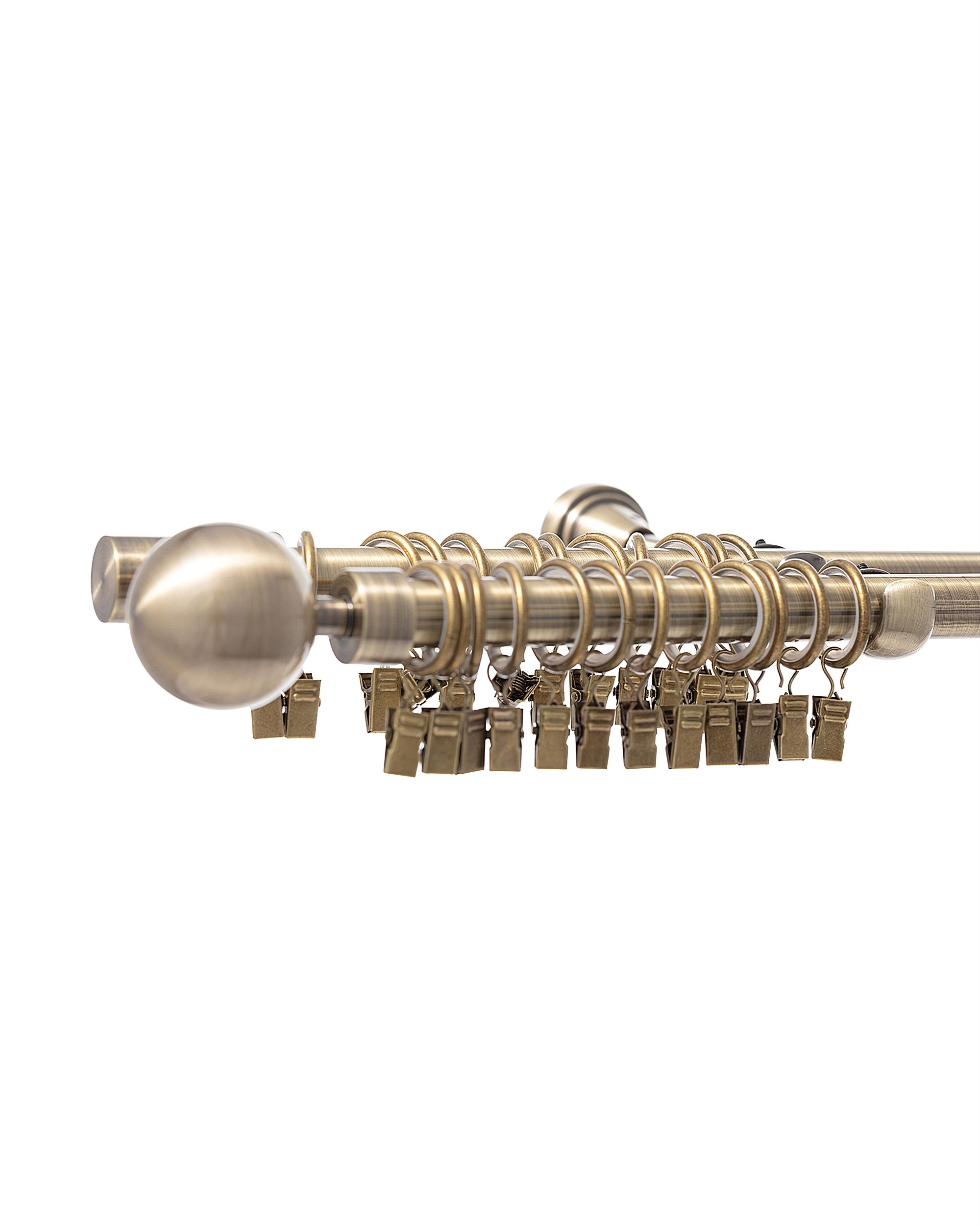 Double curtain rod Elegant antique brass 200cm (hover)
