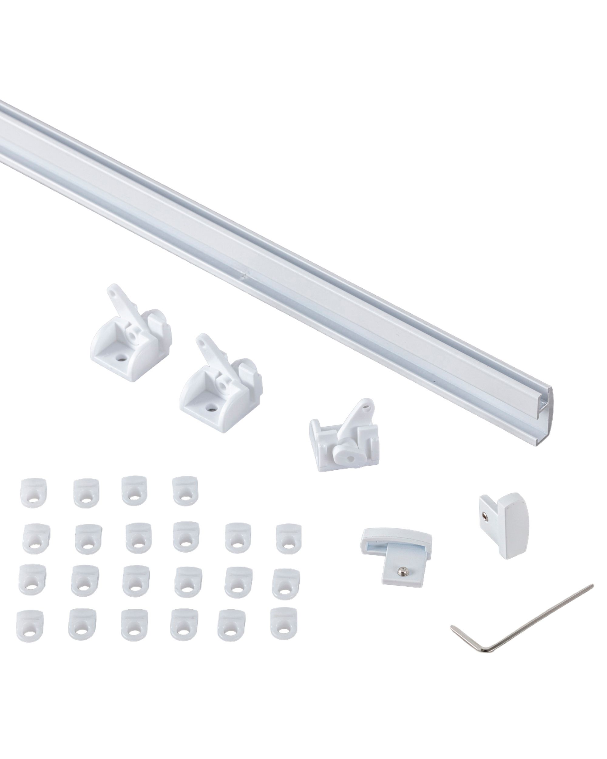 Premium aluminium ceiling rail single 180cm white - set (hover)