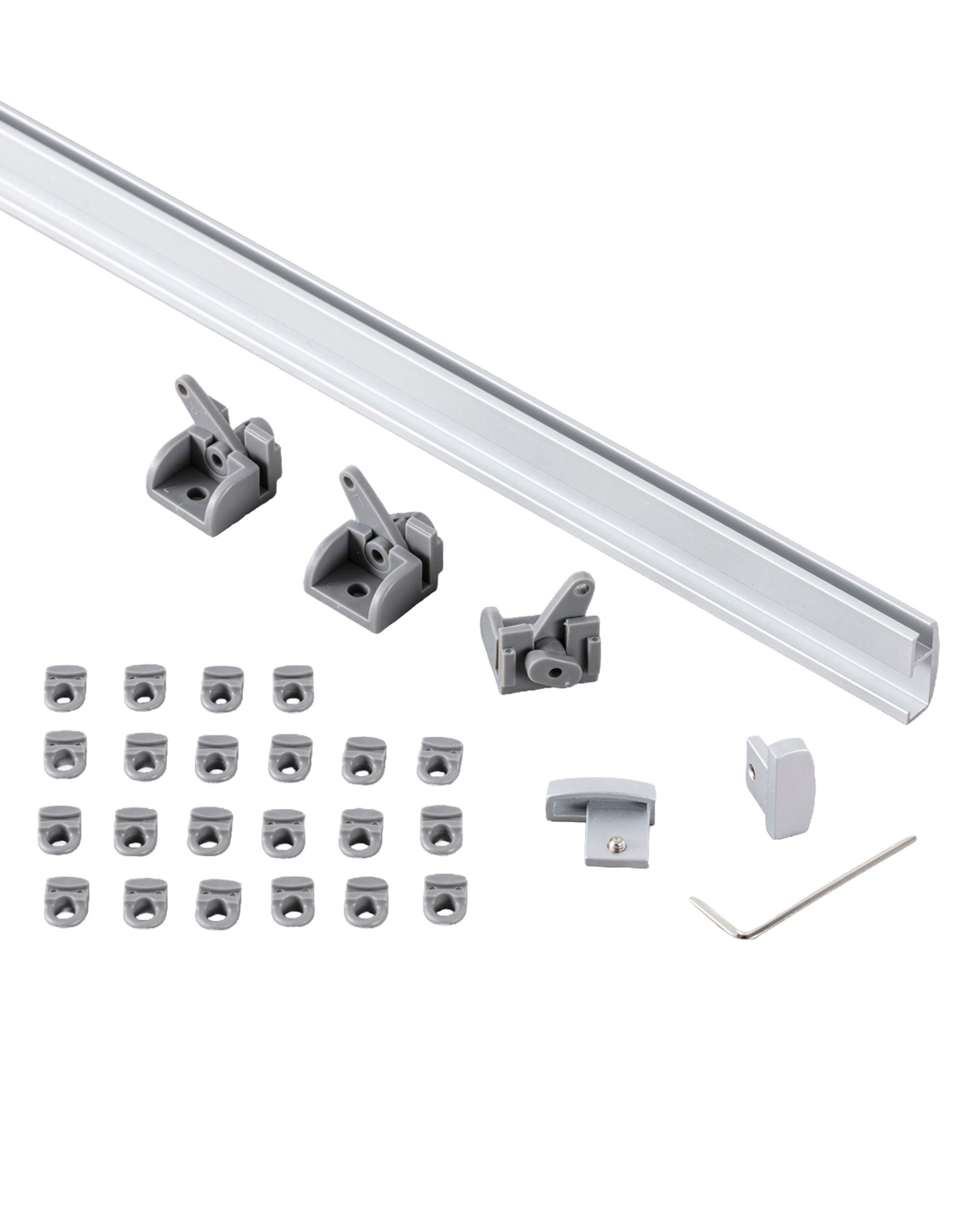Premium aluminium ceiling rail single 180cm silver - set (hover)