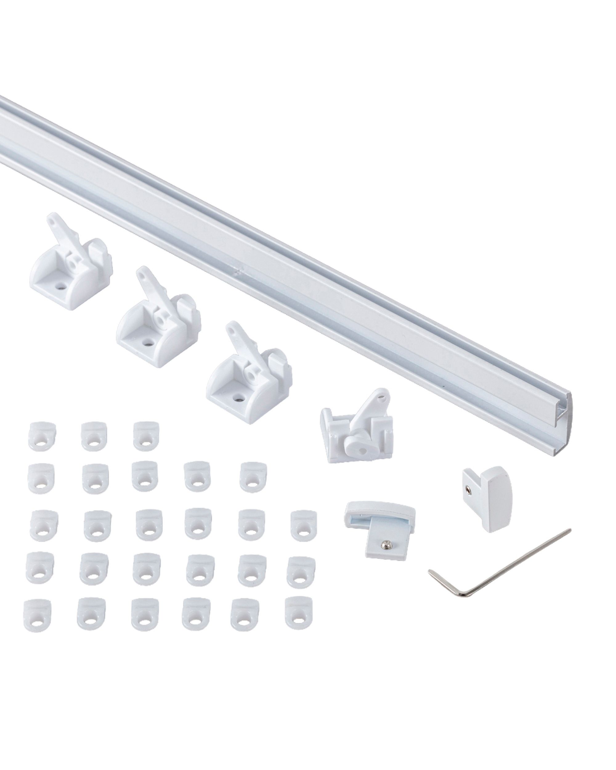 Premium aluminium ceiling rail single 210cm white - set (hover)