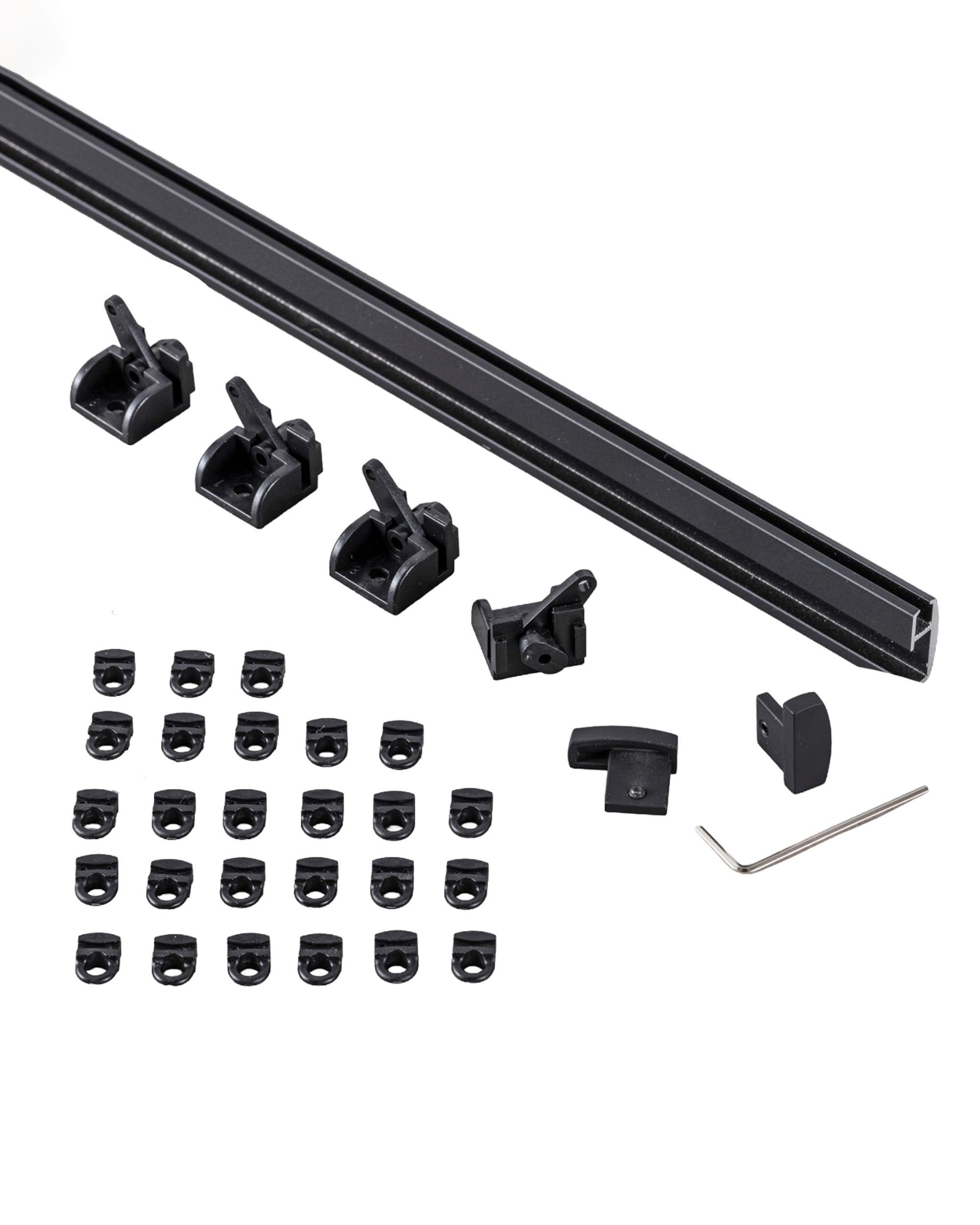 Premium aluminium ceiling rail single 210cm black - set (hover)