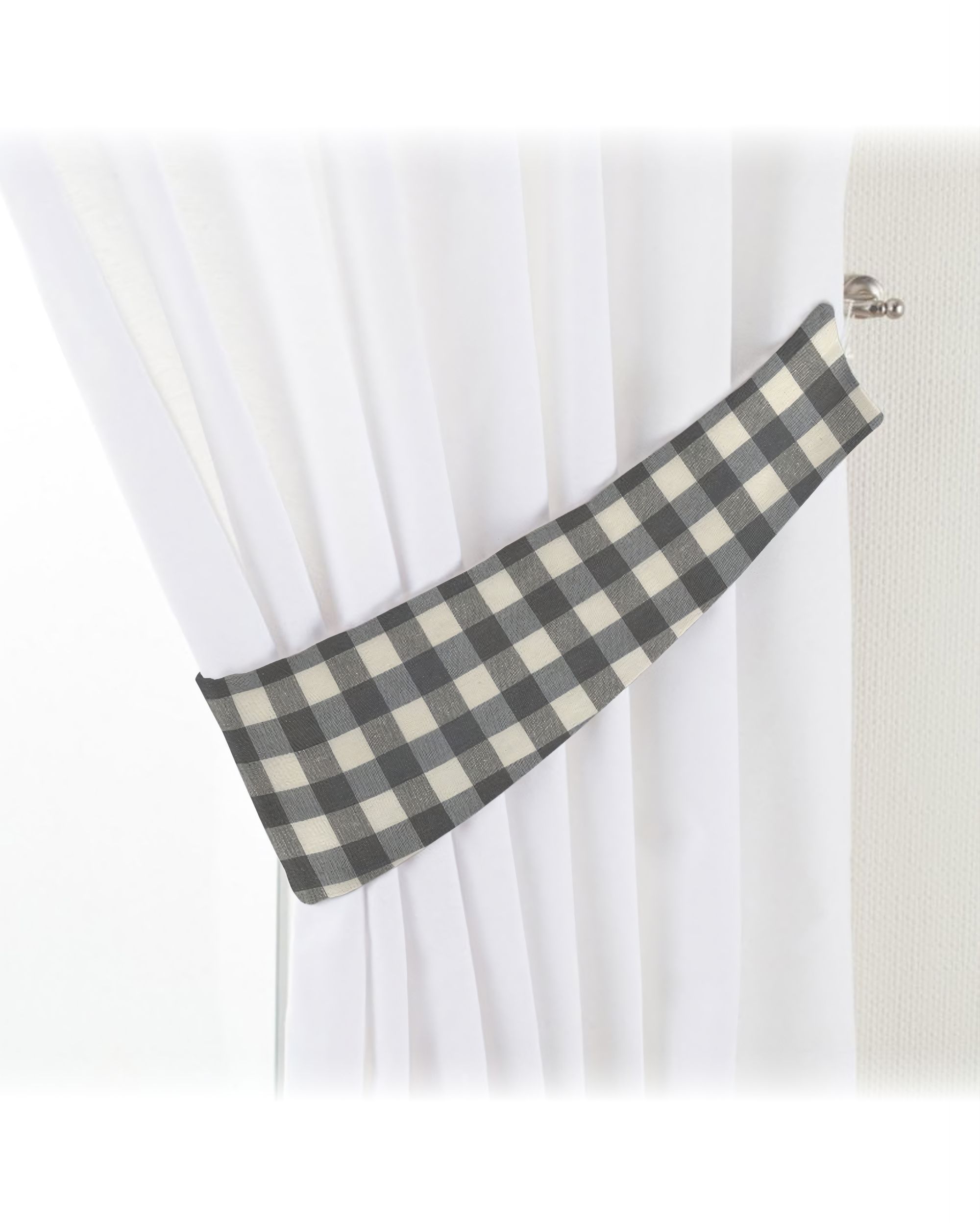 Victoria tieback colour grey fabric patterned