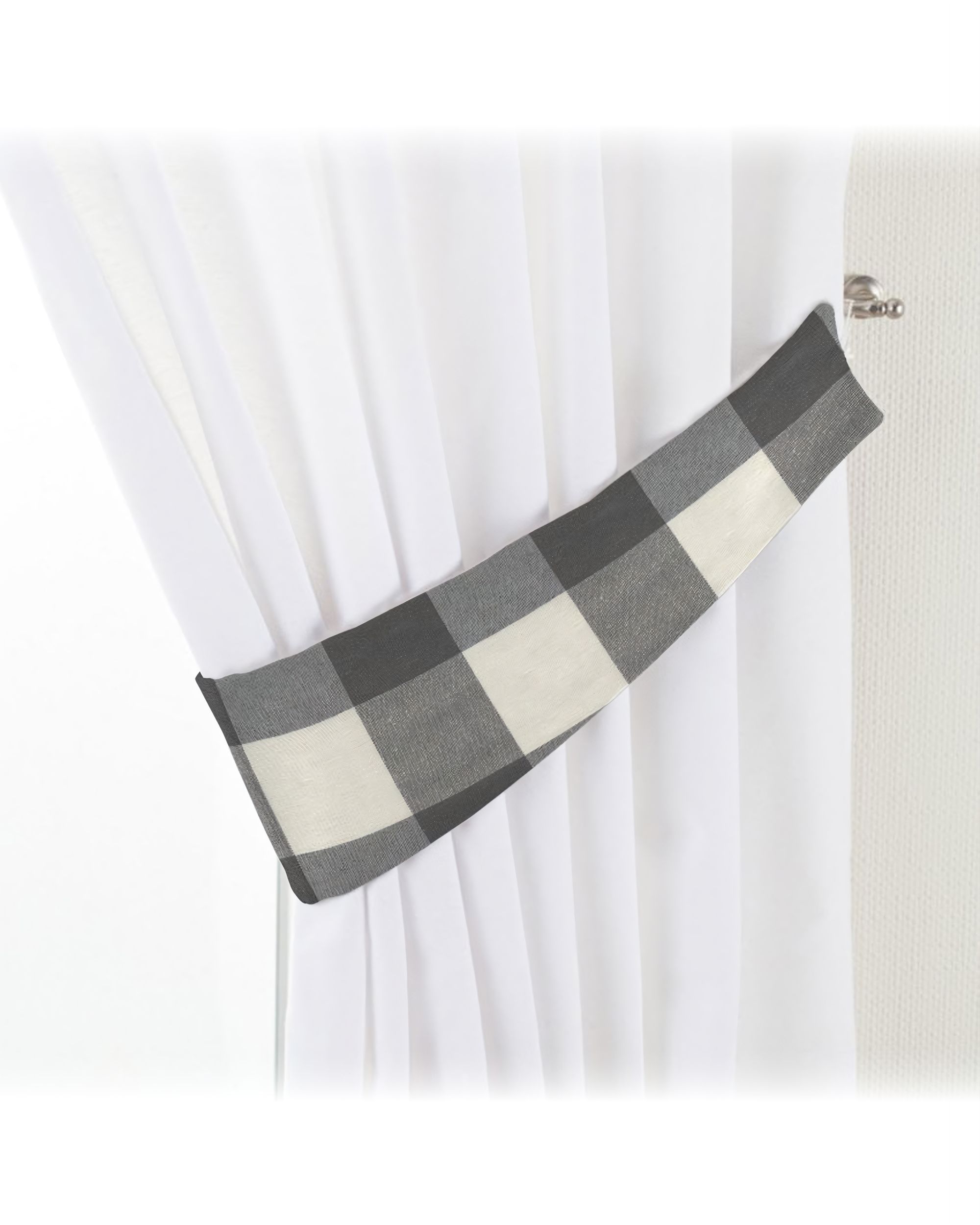 Victoria tieback colour grey fabric patterned