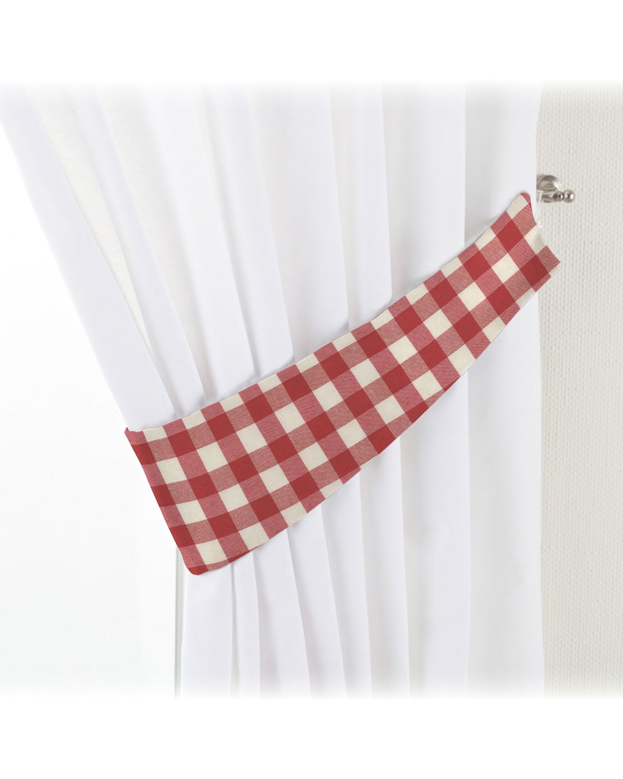 Victoria tieback colour red fabric patterned