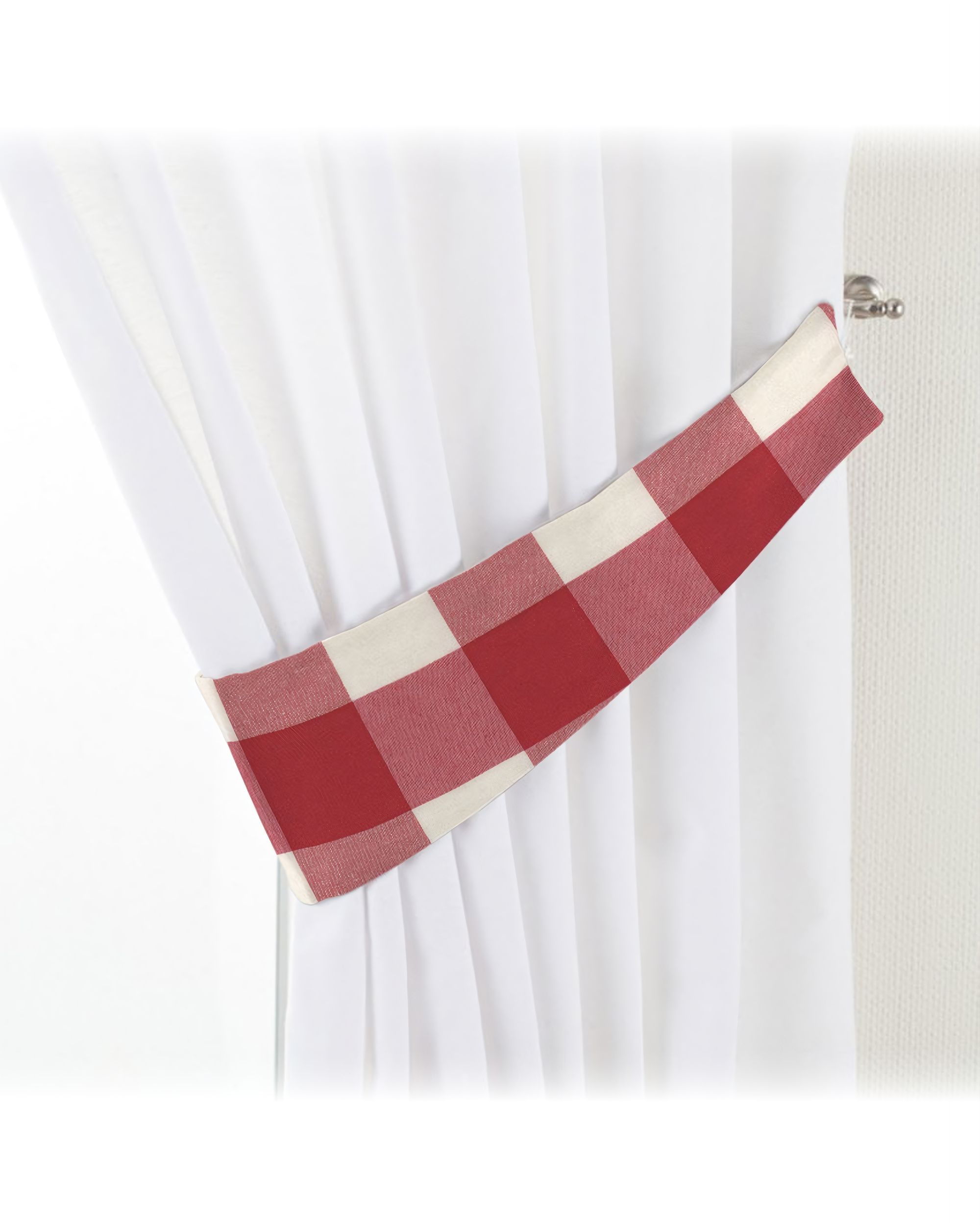 Victoria tieback colour red fabric patterned