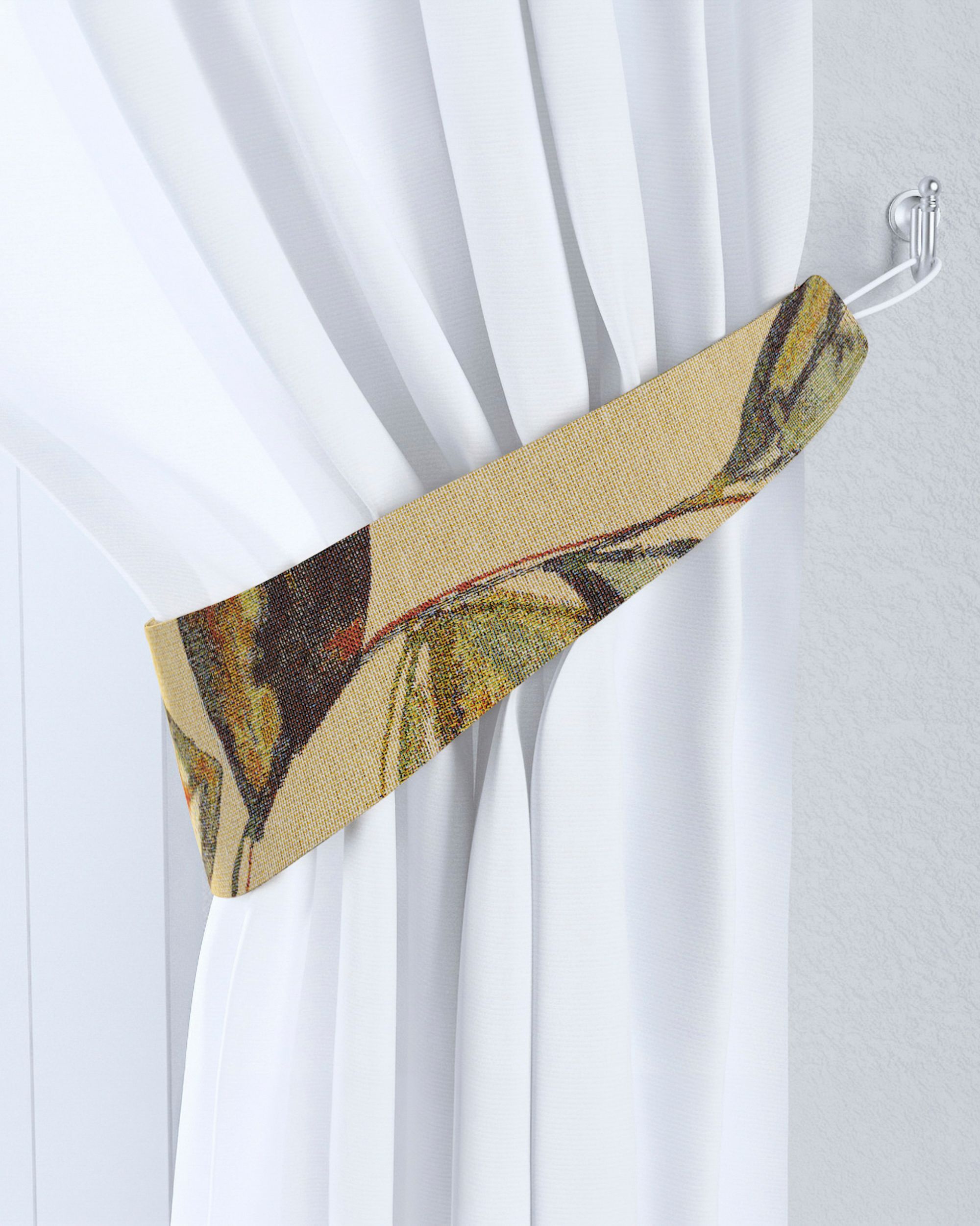 Victoria tieback colour beige fabric structured, patterned