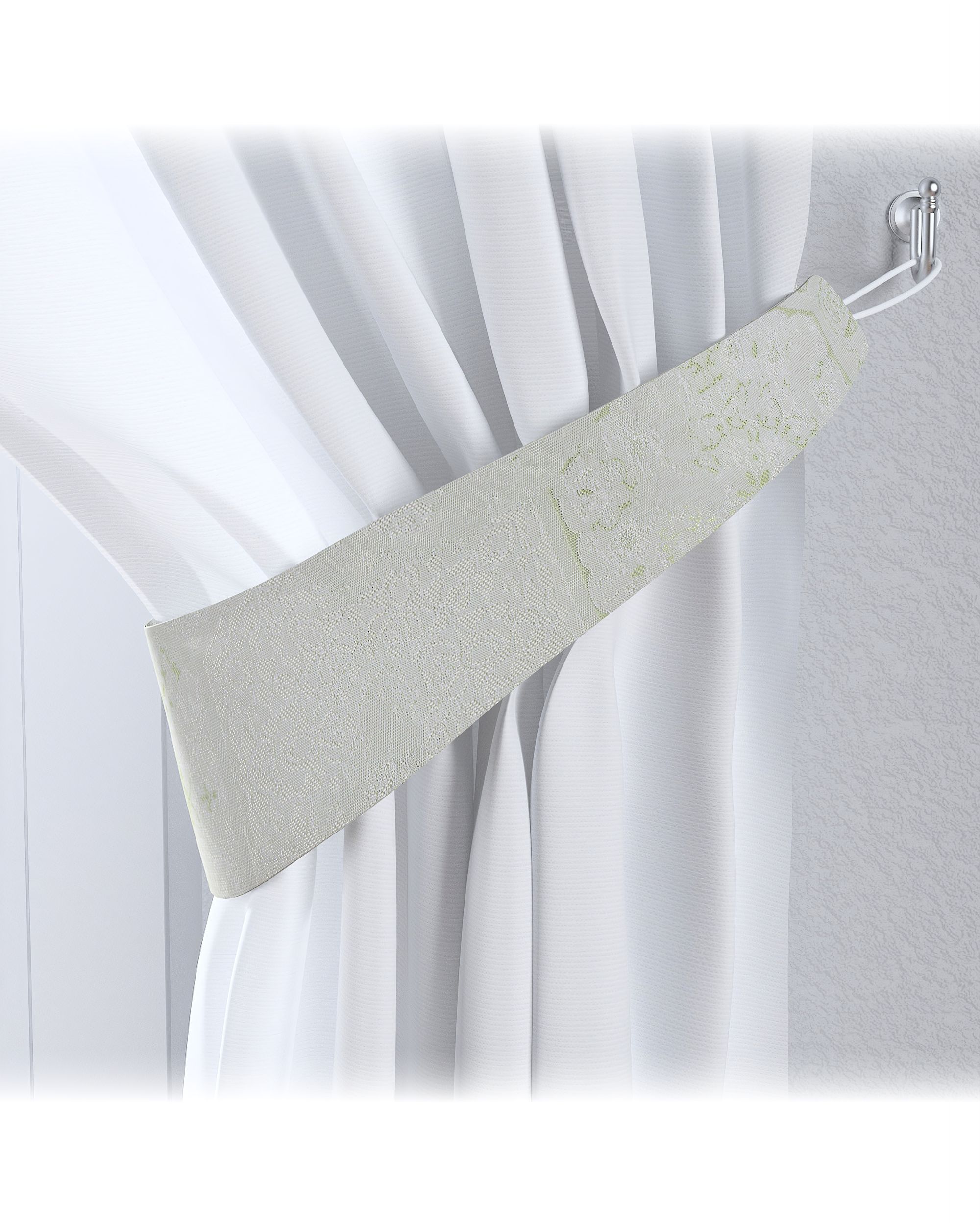 Victoria tieback colour green fabric gloss, structured, patterned