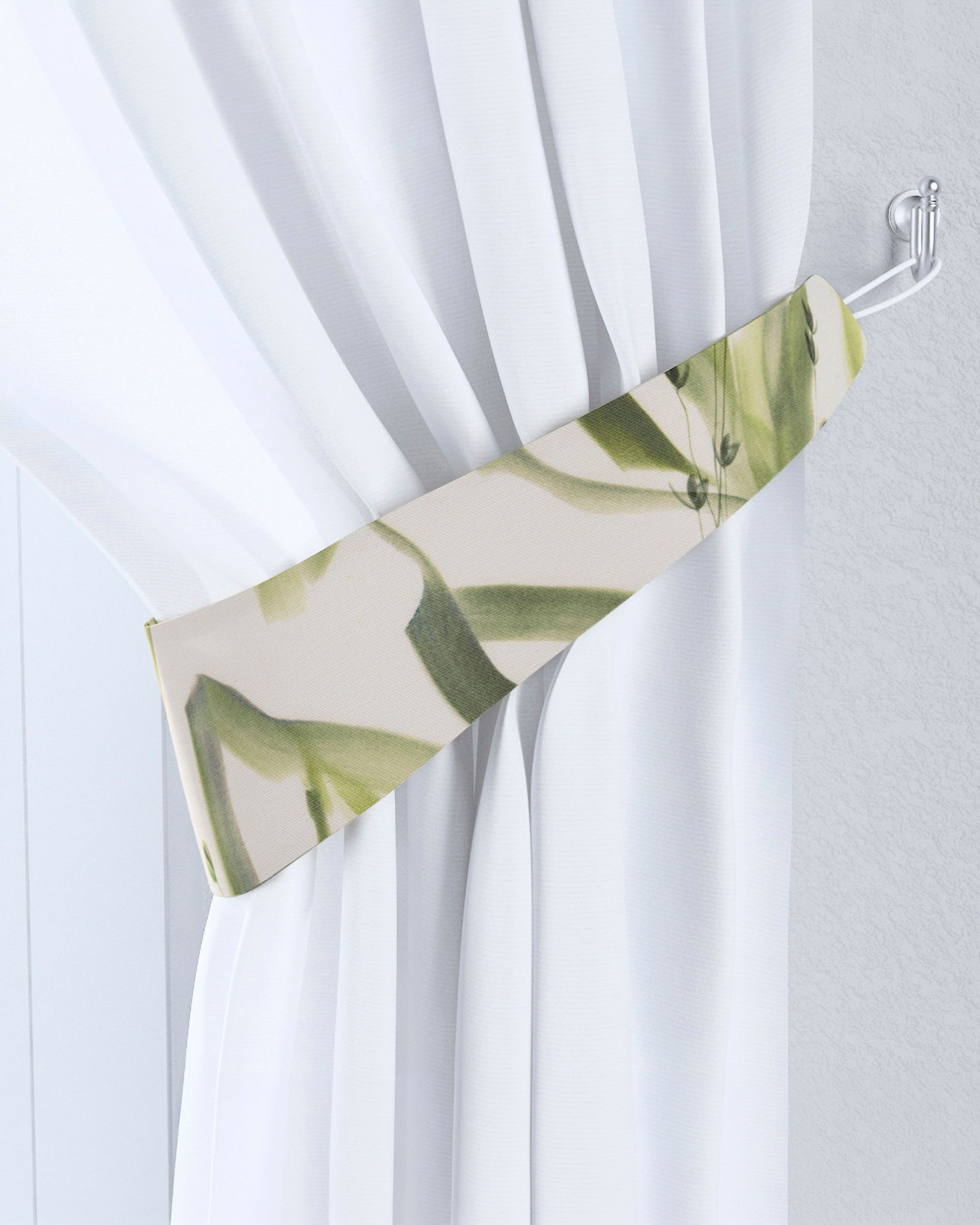 Victoria tieback colour green fabric patterned