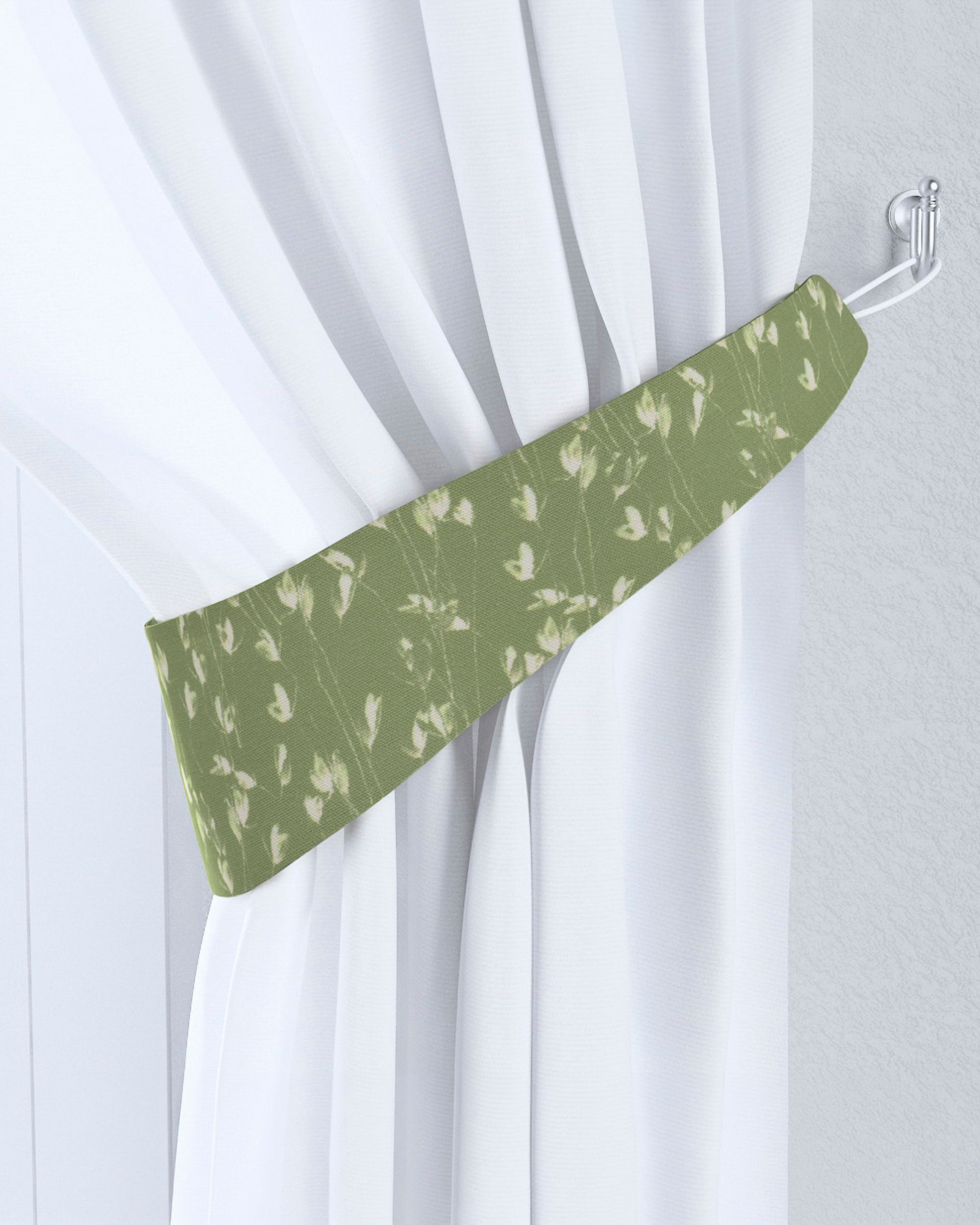 Victoria tieback colour green fabric patterned