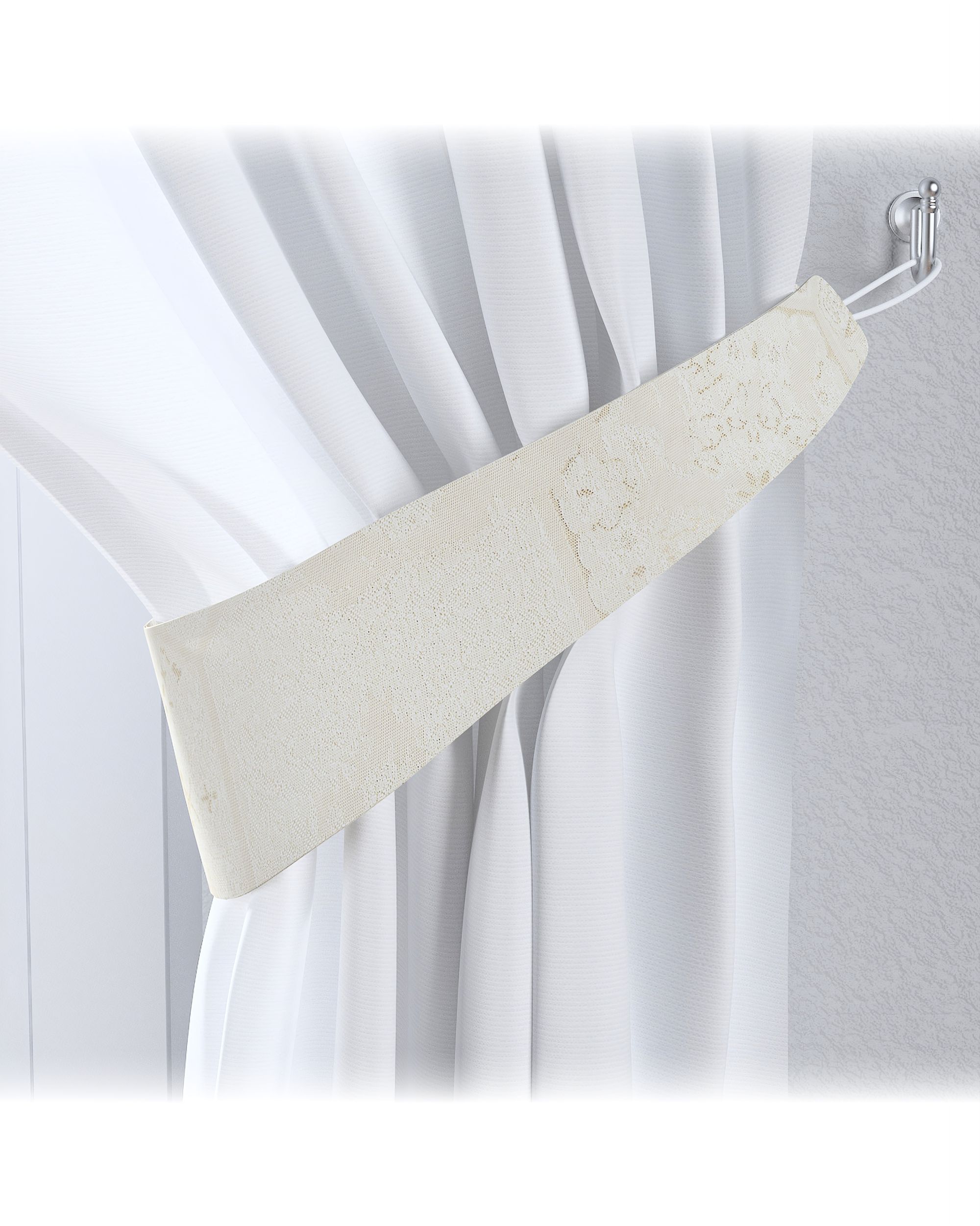 Victoria tieback colour cream fabric gloss, structured, patterned