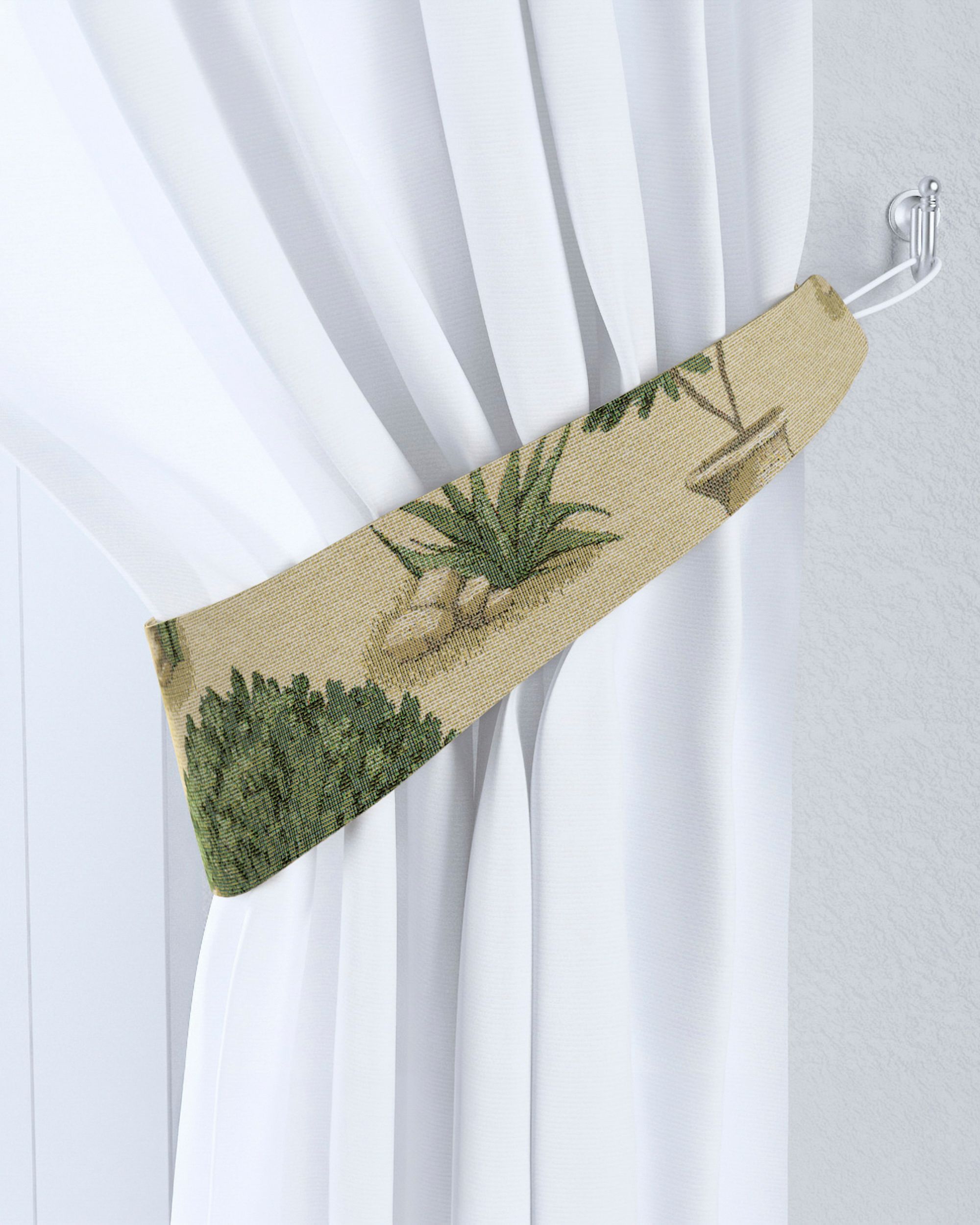 Victoria tieback colour beige fabric structured, patterned