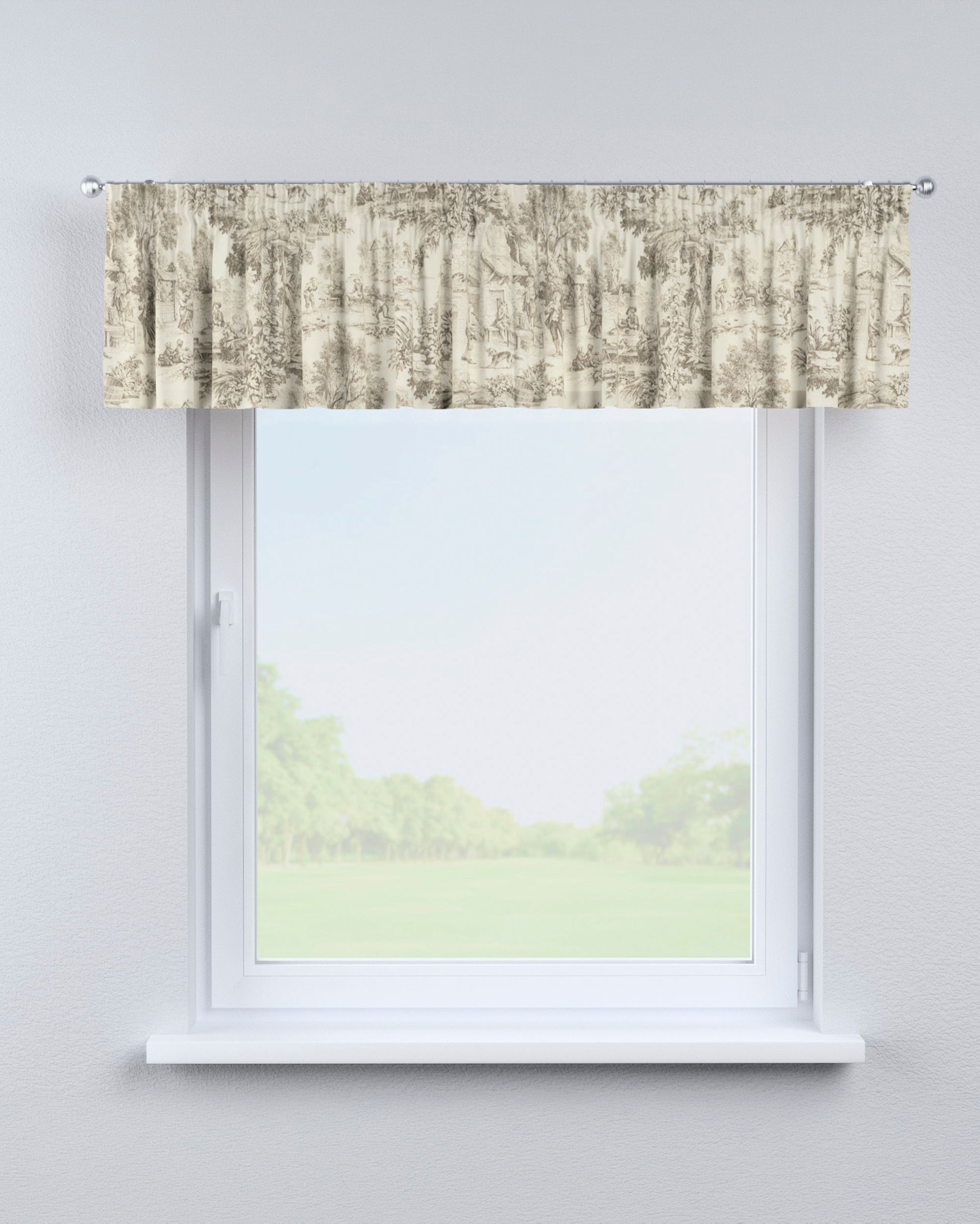Pencil pleat pelmet colour brown fabric patterned (hover)