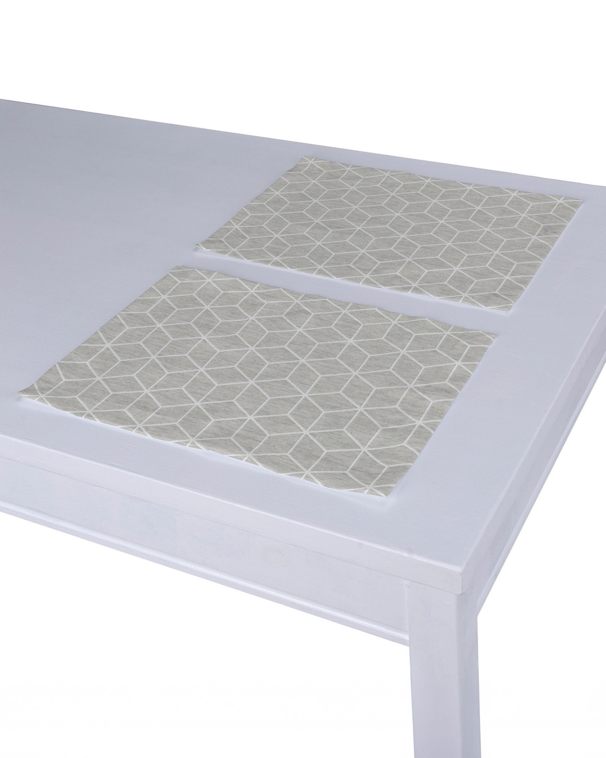 Placemat (set of 2) colour grey fabric structured, patterned