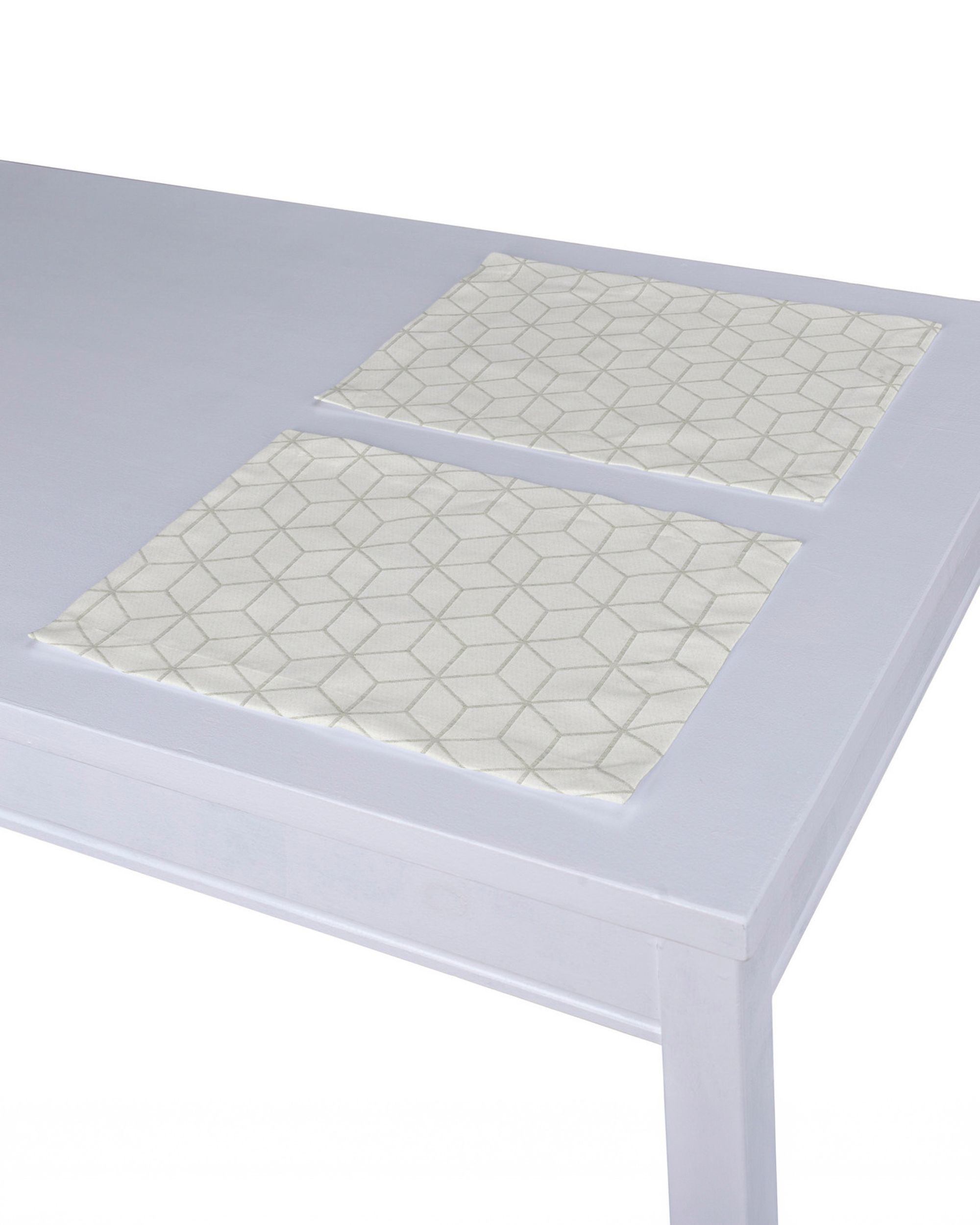 Placemat (set of 2) colour white fabric structured, patterned