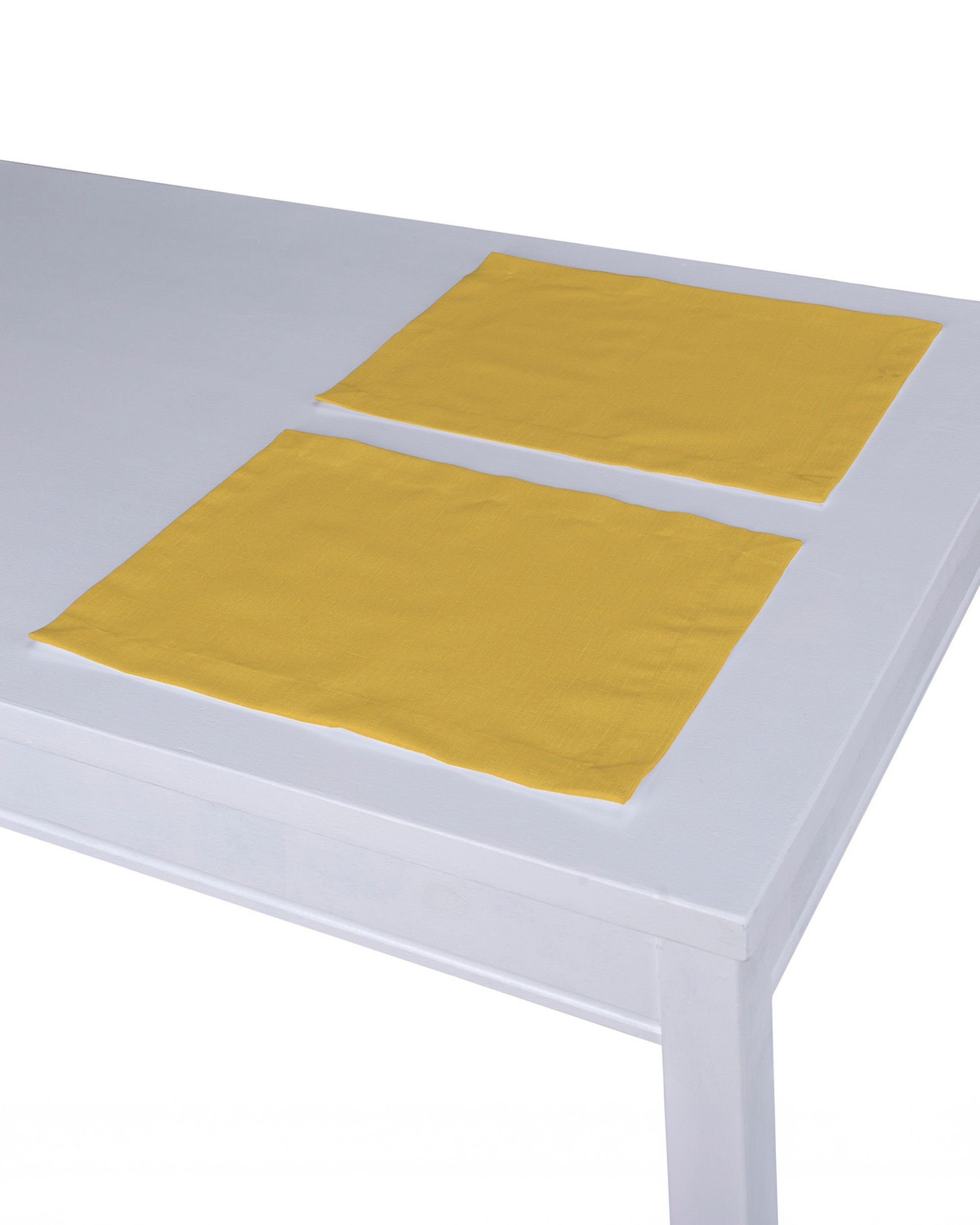 Placemat (set of 2) colour yellow fabric semi-sheer, structured