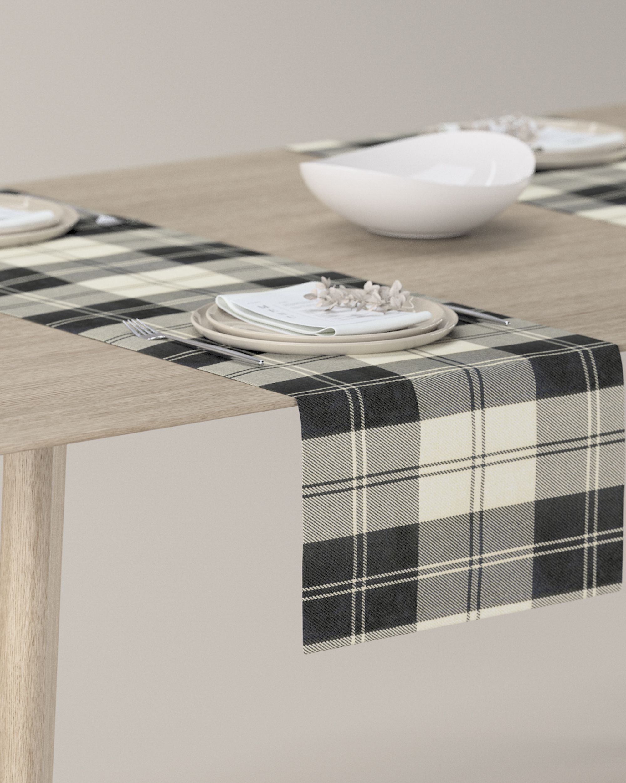 Table runner colour black fabric structured, patterned
