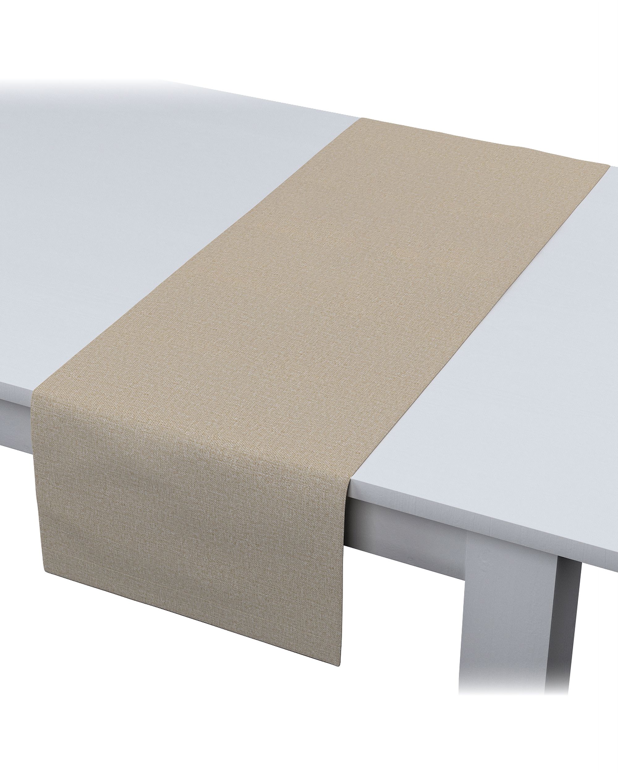 Table runner colour beige fabric structured