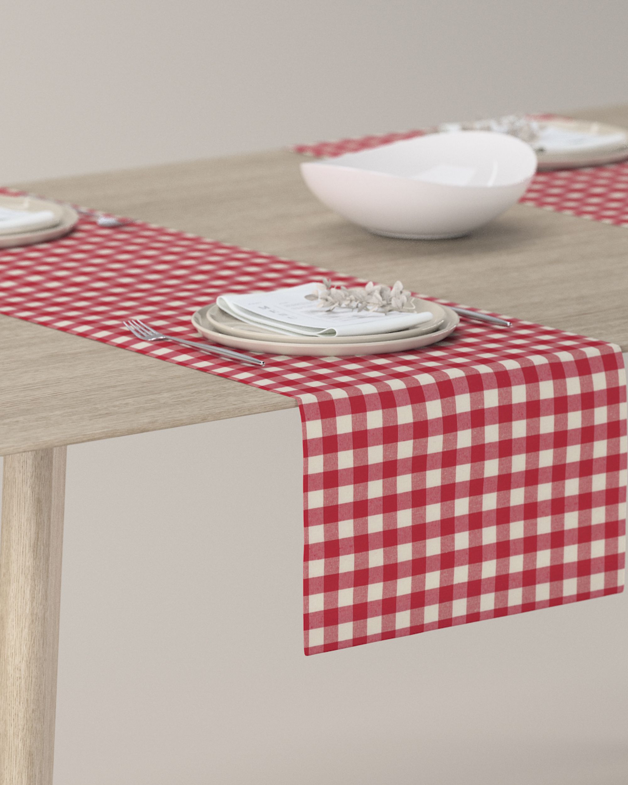Table runner colour red fabric patterned