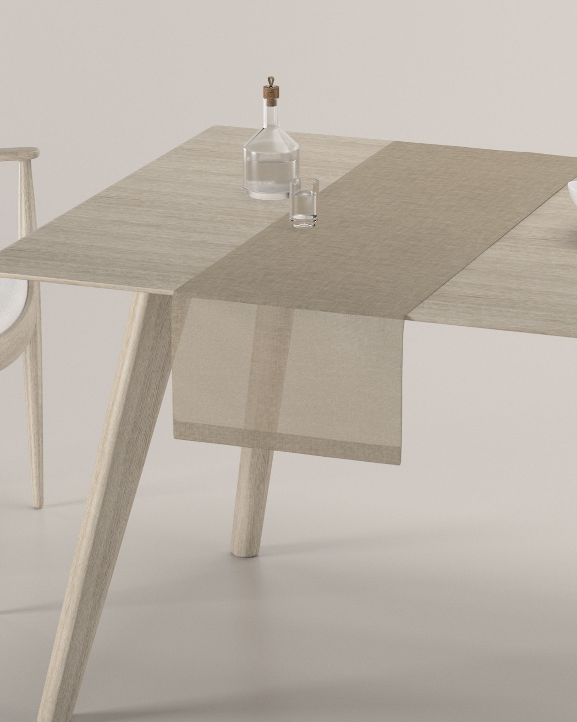 Table runner colour beige fabric structured (hover)