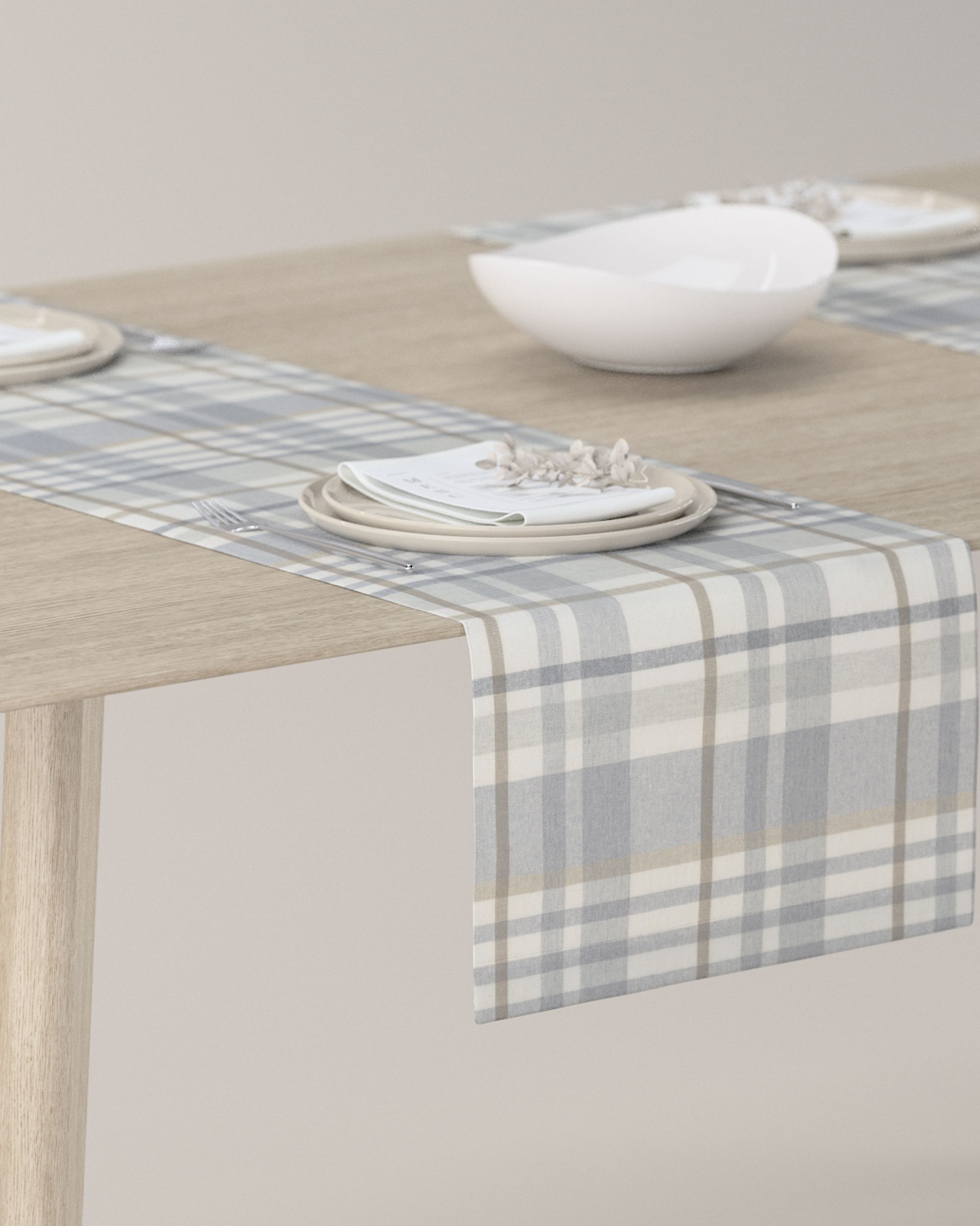 Table runner colour grey fabric patterned