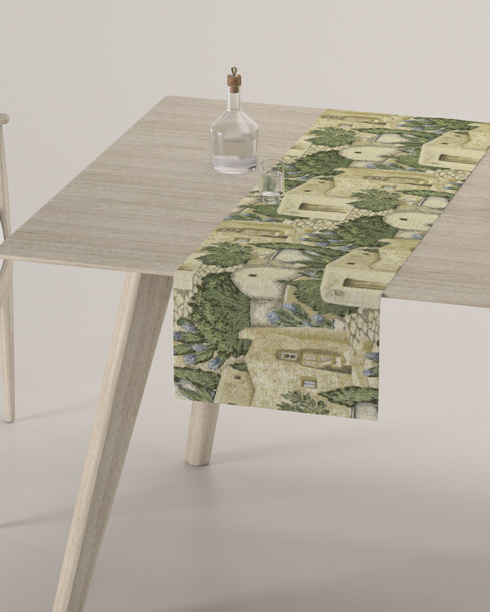 Table runner colour beige fabric structured, patterned