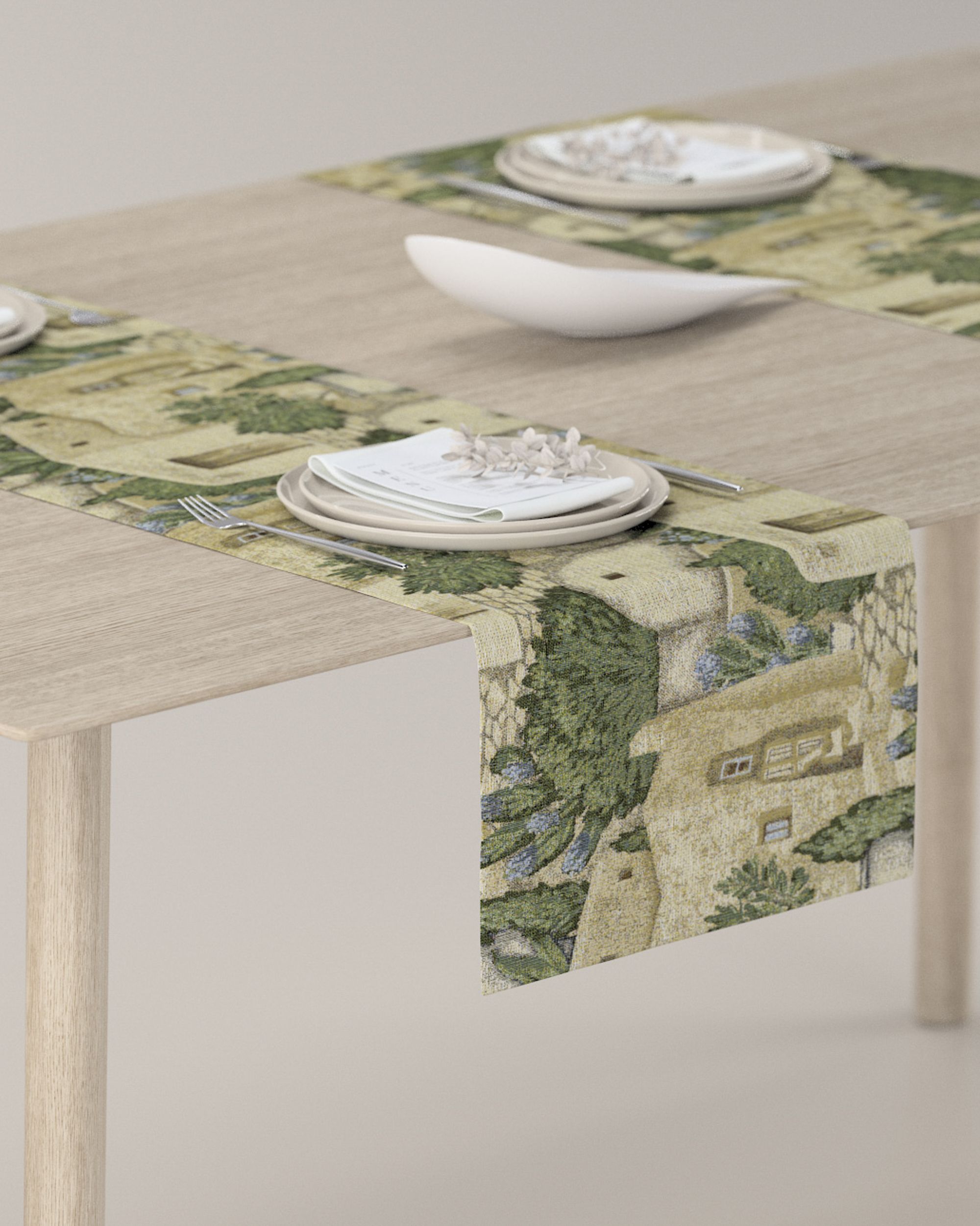 Table runner colour beige fabric structured, patterned (hover)