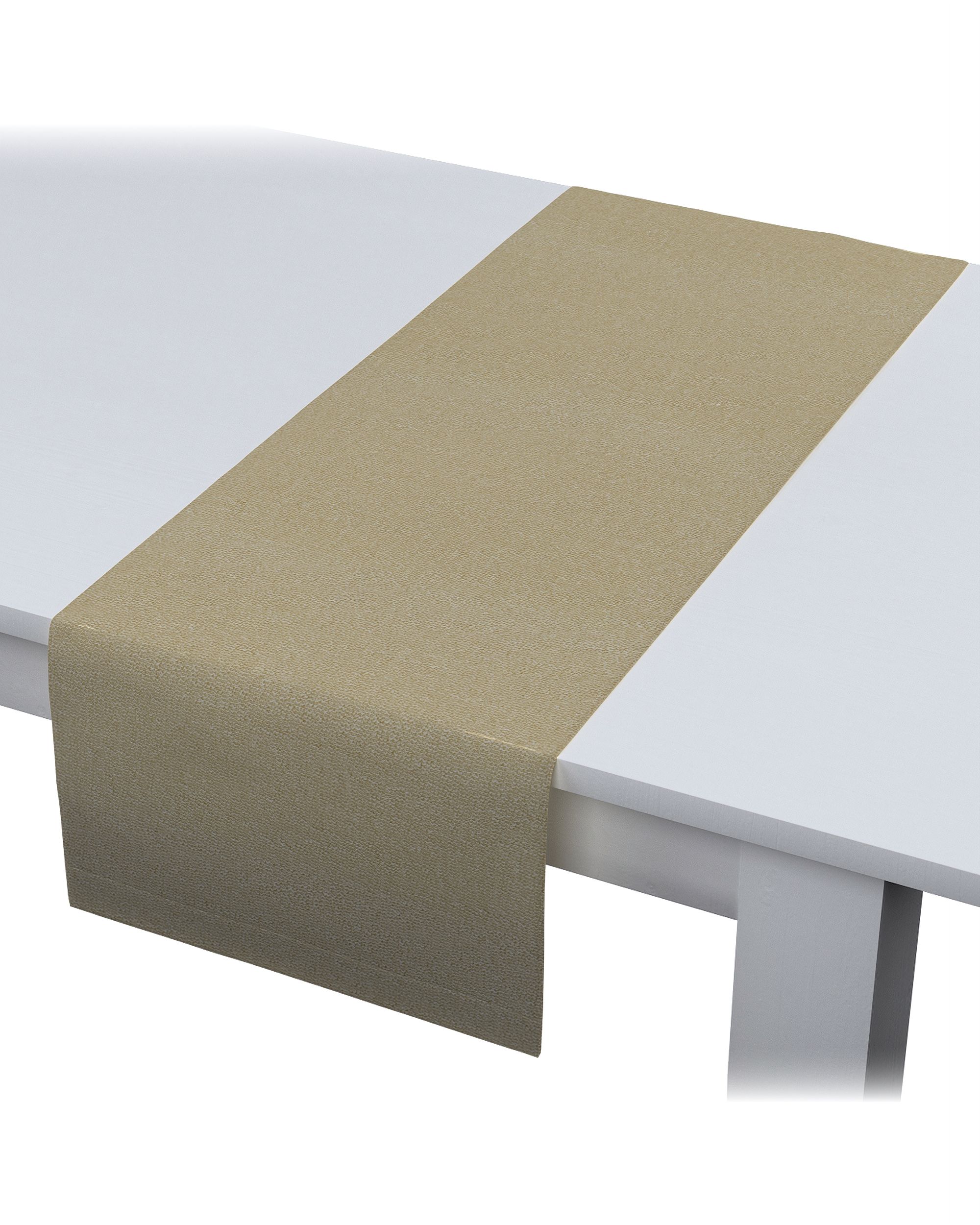 Table runner colour beige fabric semi-sheer, gloss, structured (hover)