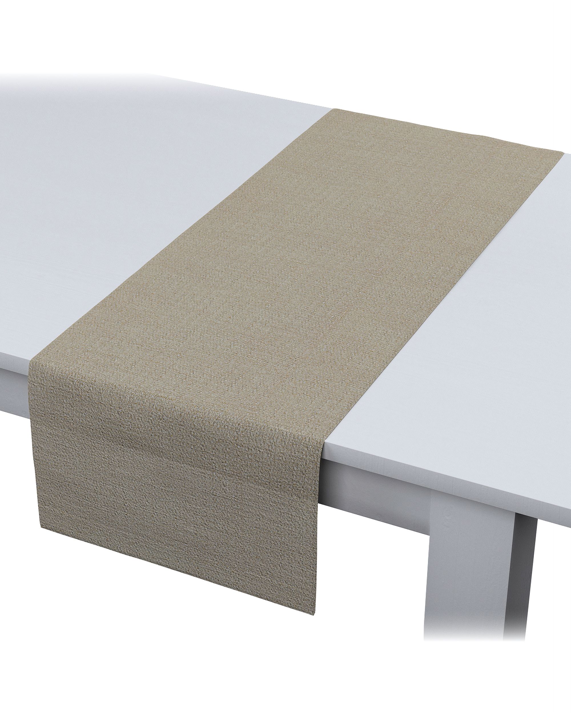 Table runner colour beige fabric semi-sheer, gloss, structured (hover)