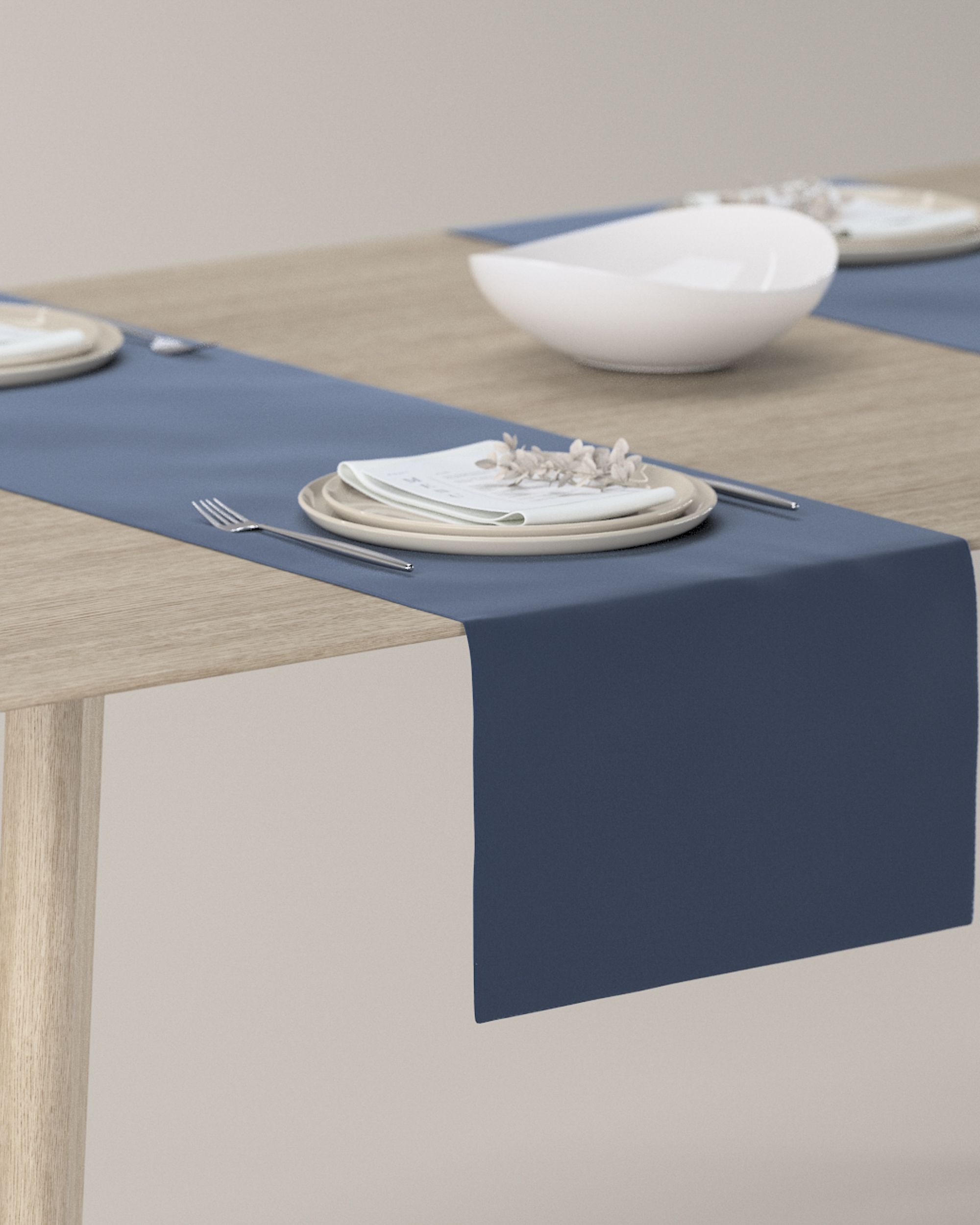 Table runner colour navy blue fabric gloss, velvet