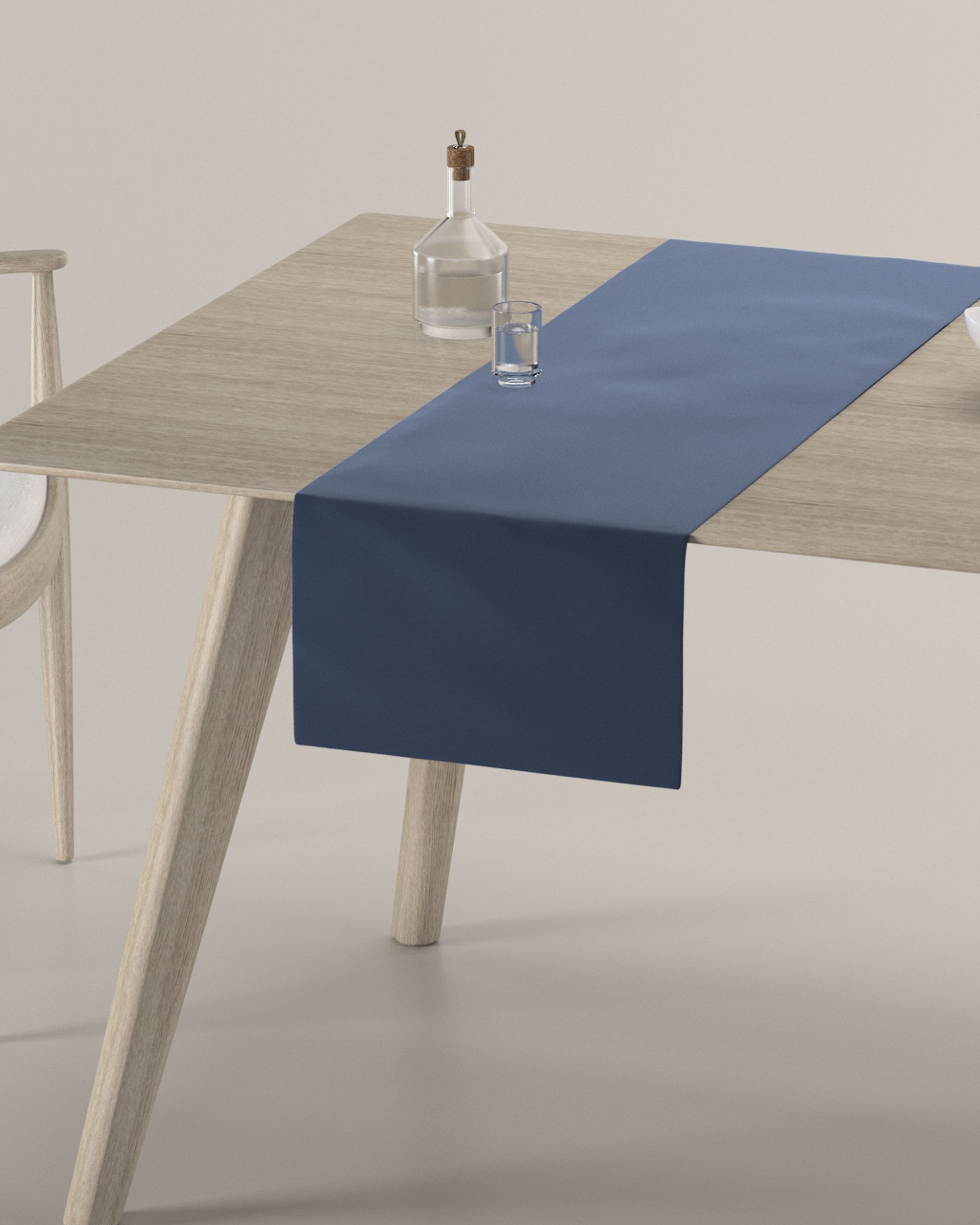 Table runner colour navy blue fabric gloss, velvet (hover)