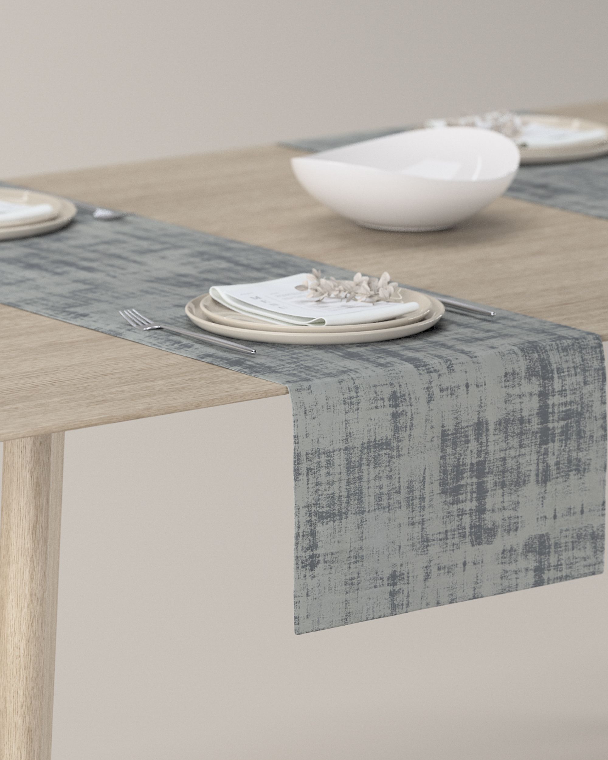 Table runner colour grey fabric gloss, velvet