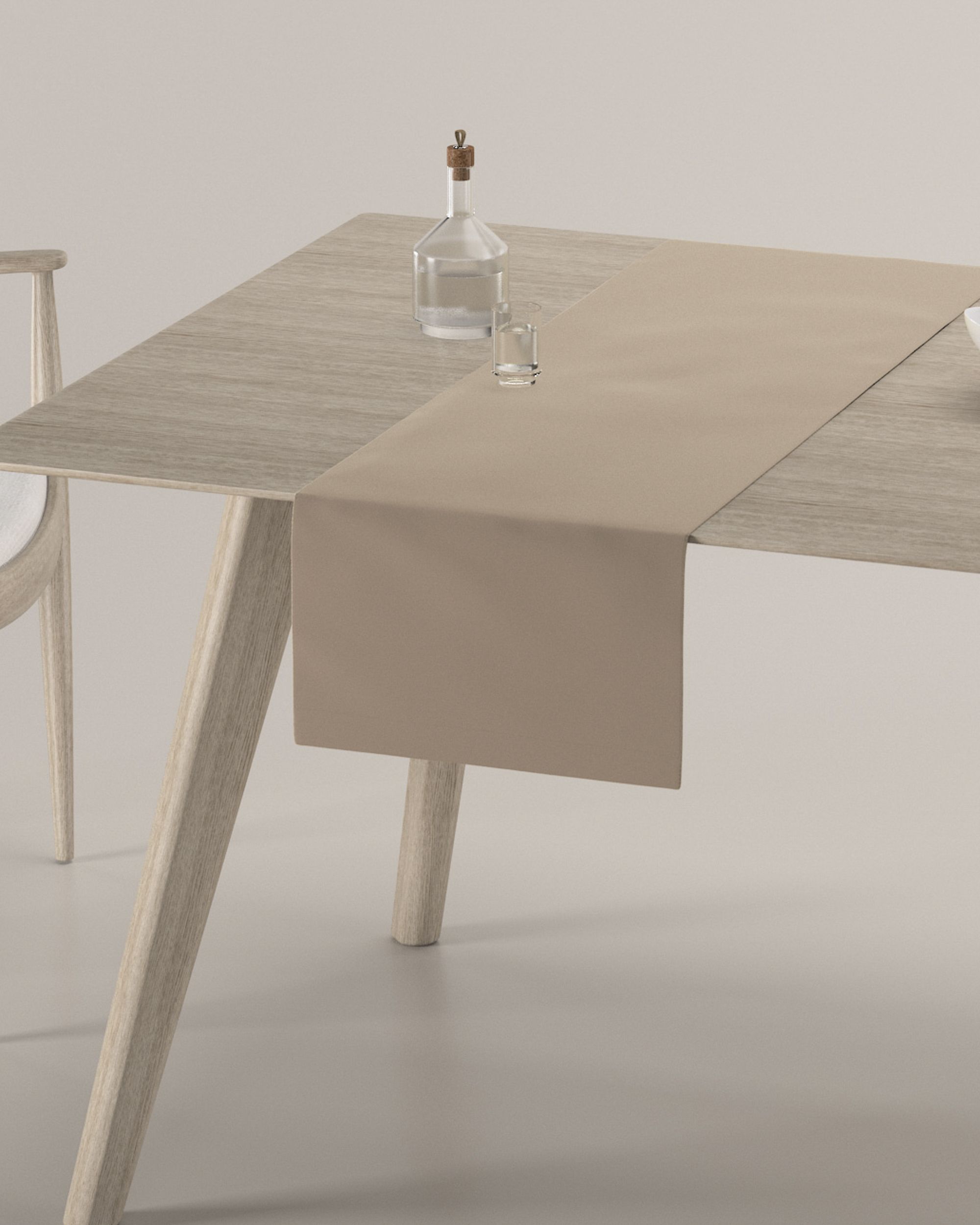 Table runner colour beige fabric gloss, velvet (hover)