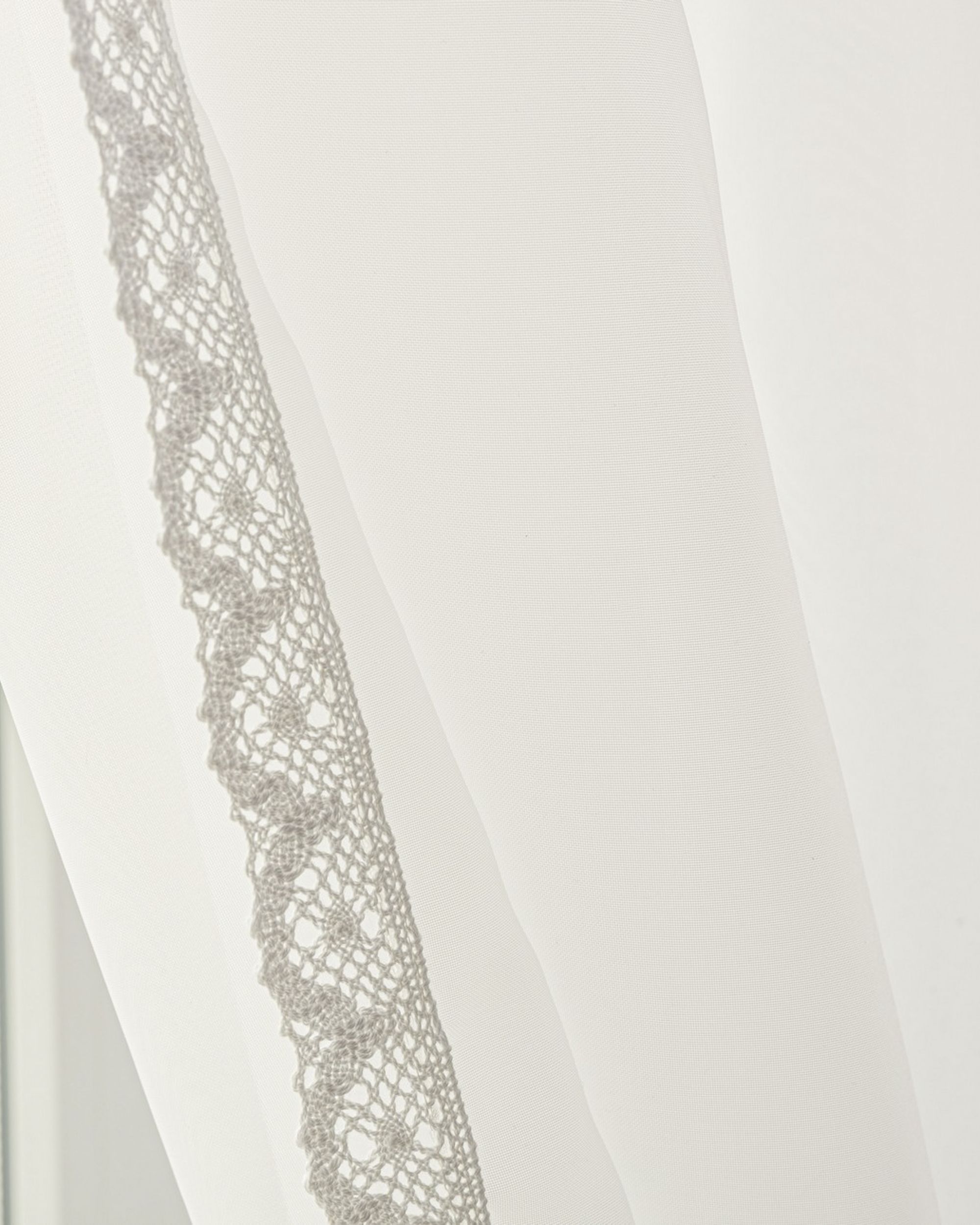Lily ecru voile curtains - Set of 2 colour white fabric semi-sheer, gloss (hover)