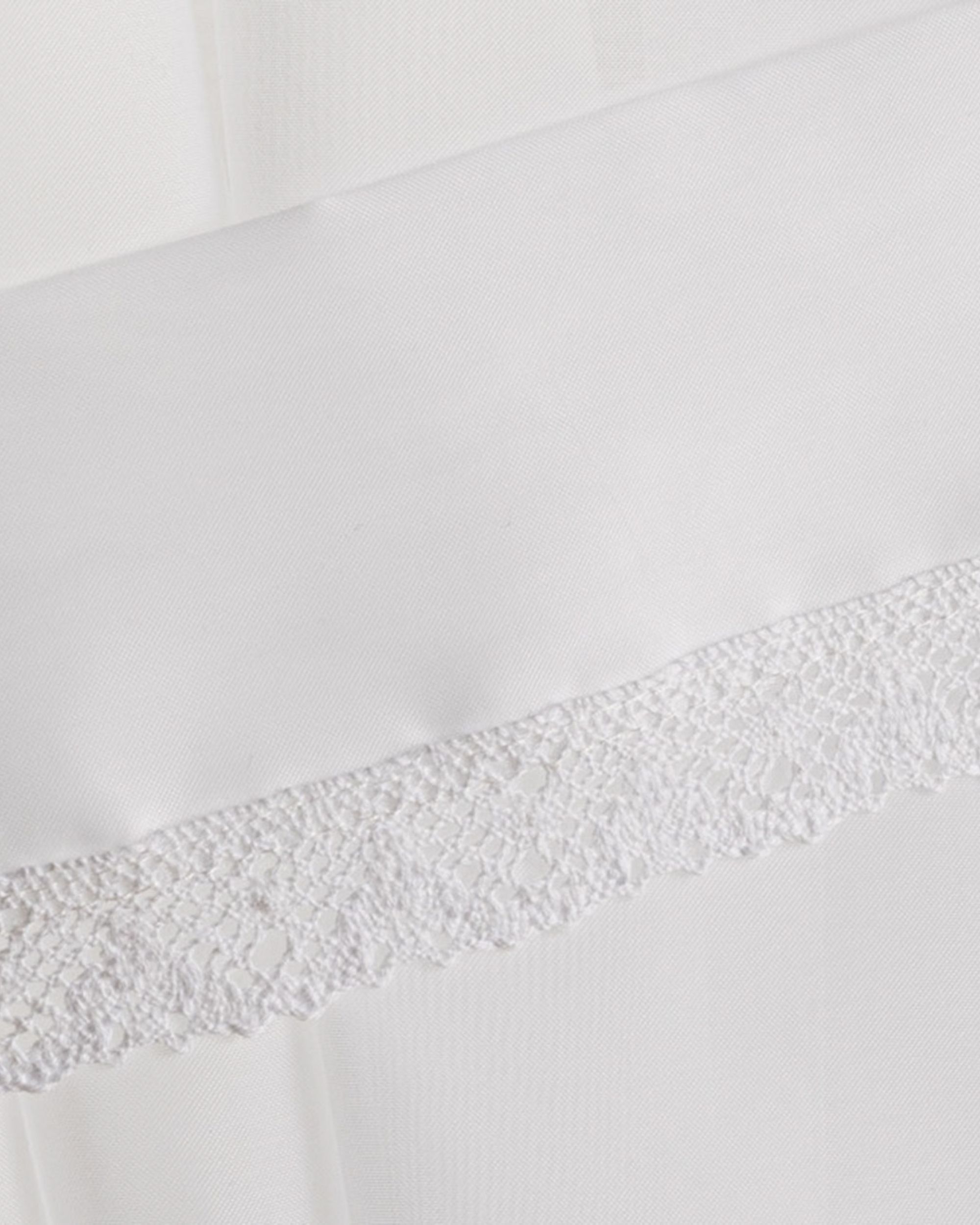 Lily voile net curtains with lace trim - Set of 2 colour white fabric semi-sheer, gloss