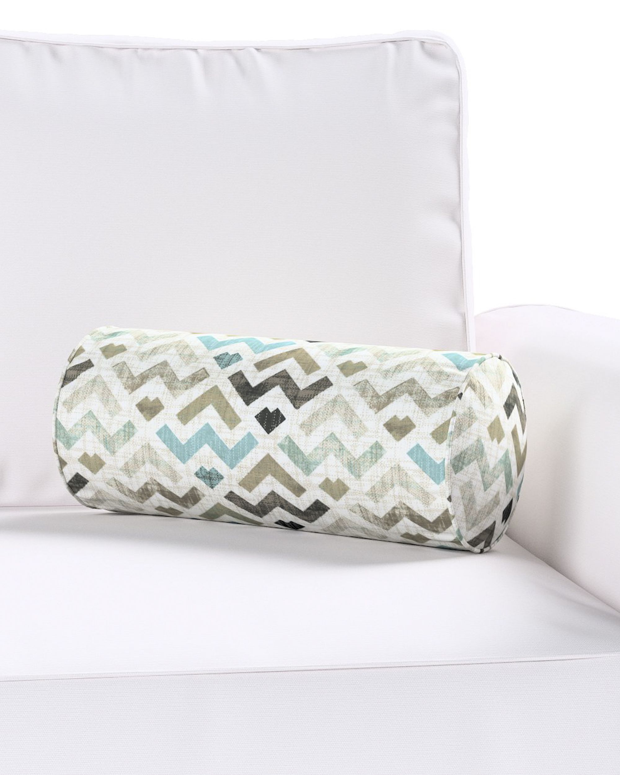 Simple bolster pillow colour brown fabric patterned (hover)