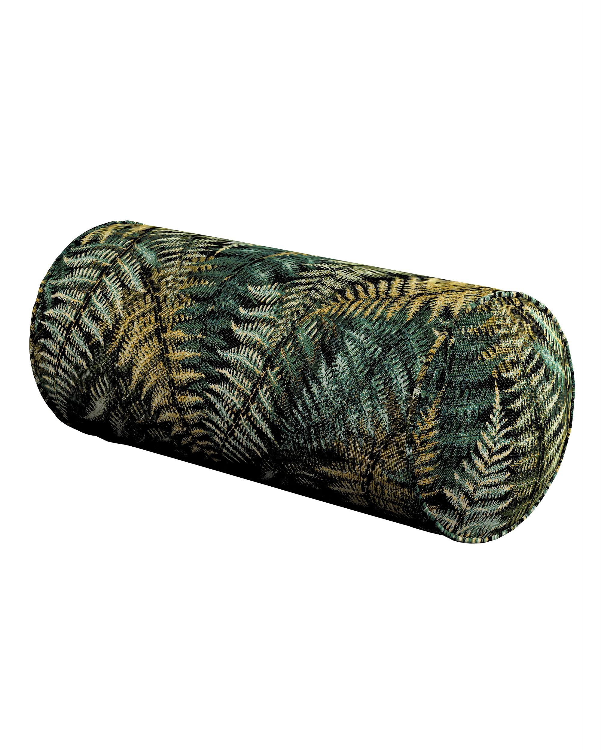 Simple bolster pillow colour green fabric structured, patterned