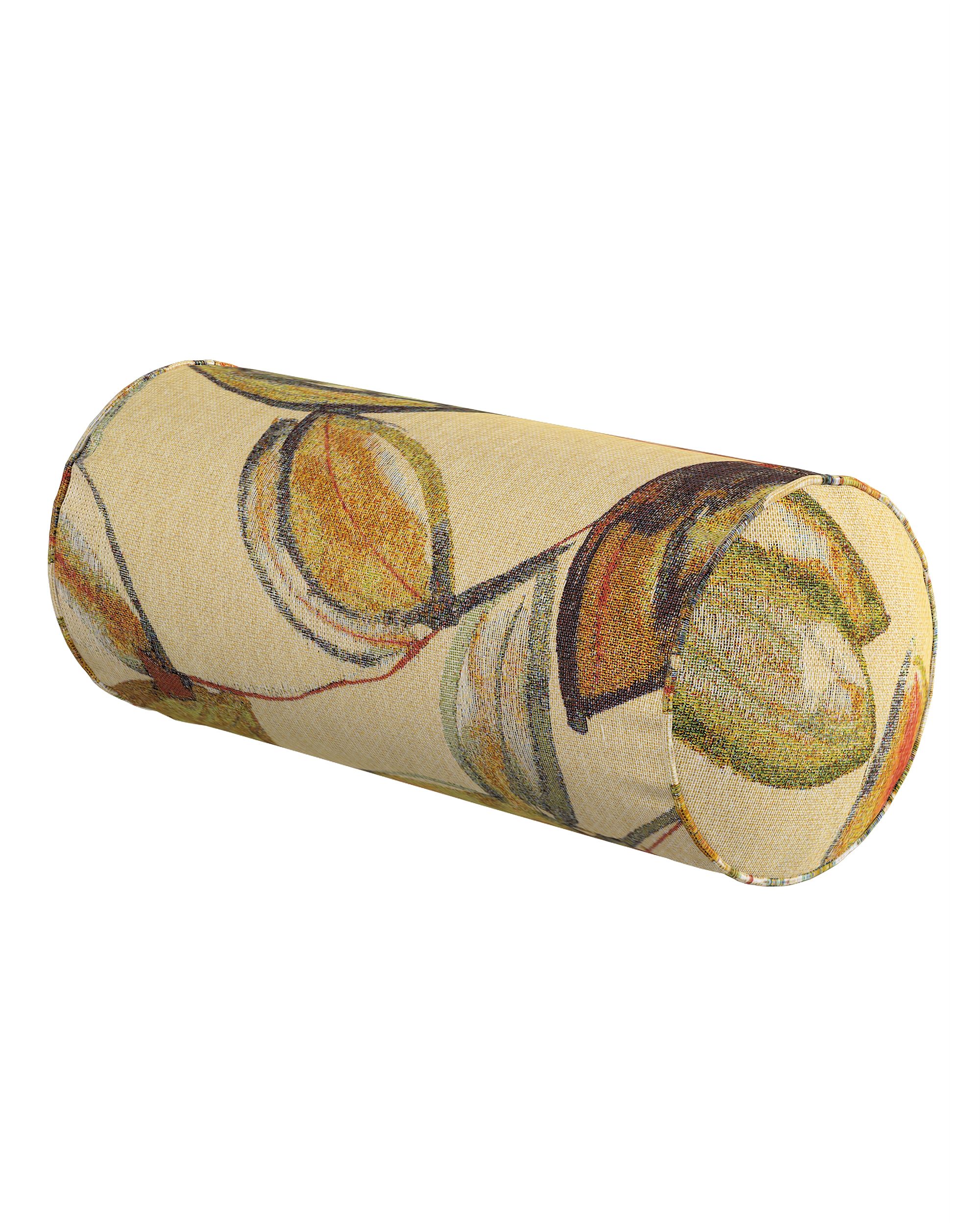 Simple bolster pillow colour beige fabric structured, patterned