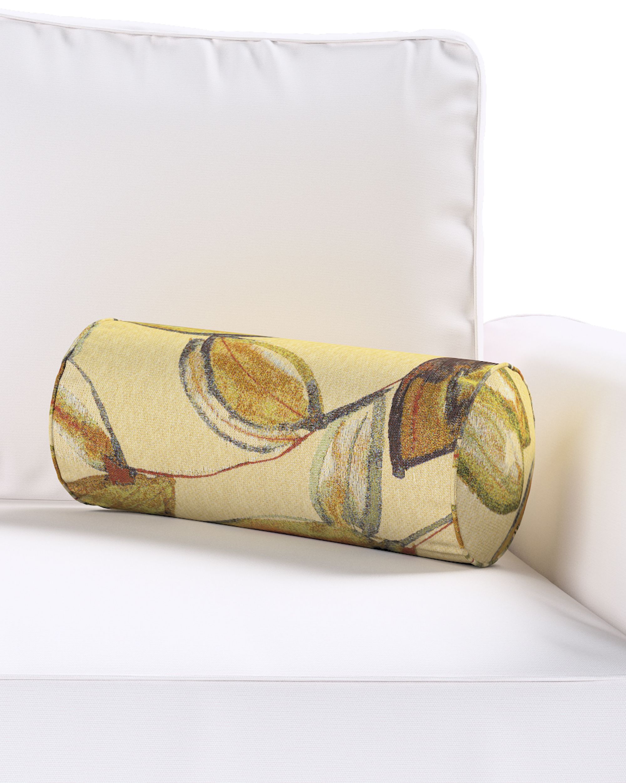 Simple bolster pillow colour beige fabric structured, patterned (hover)
