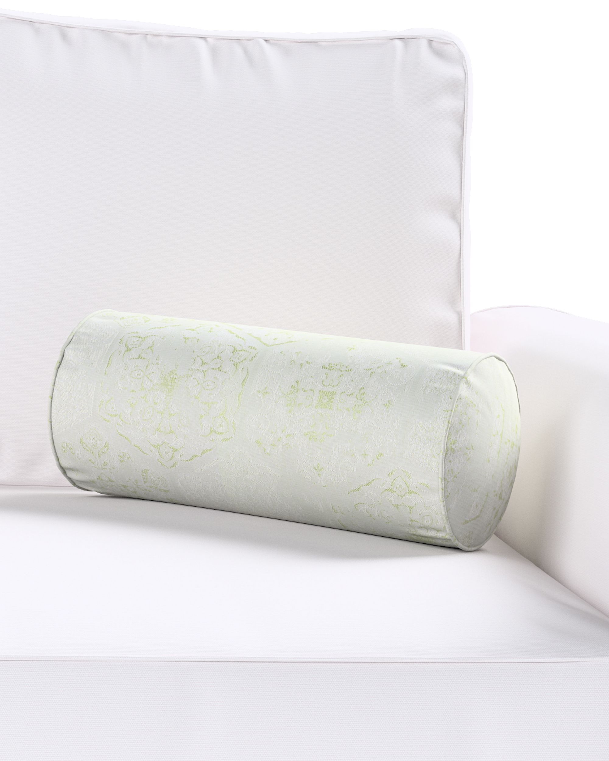 Simple bolster pillow colour green fabric gloss, structured, patterned (hover)