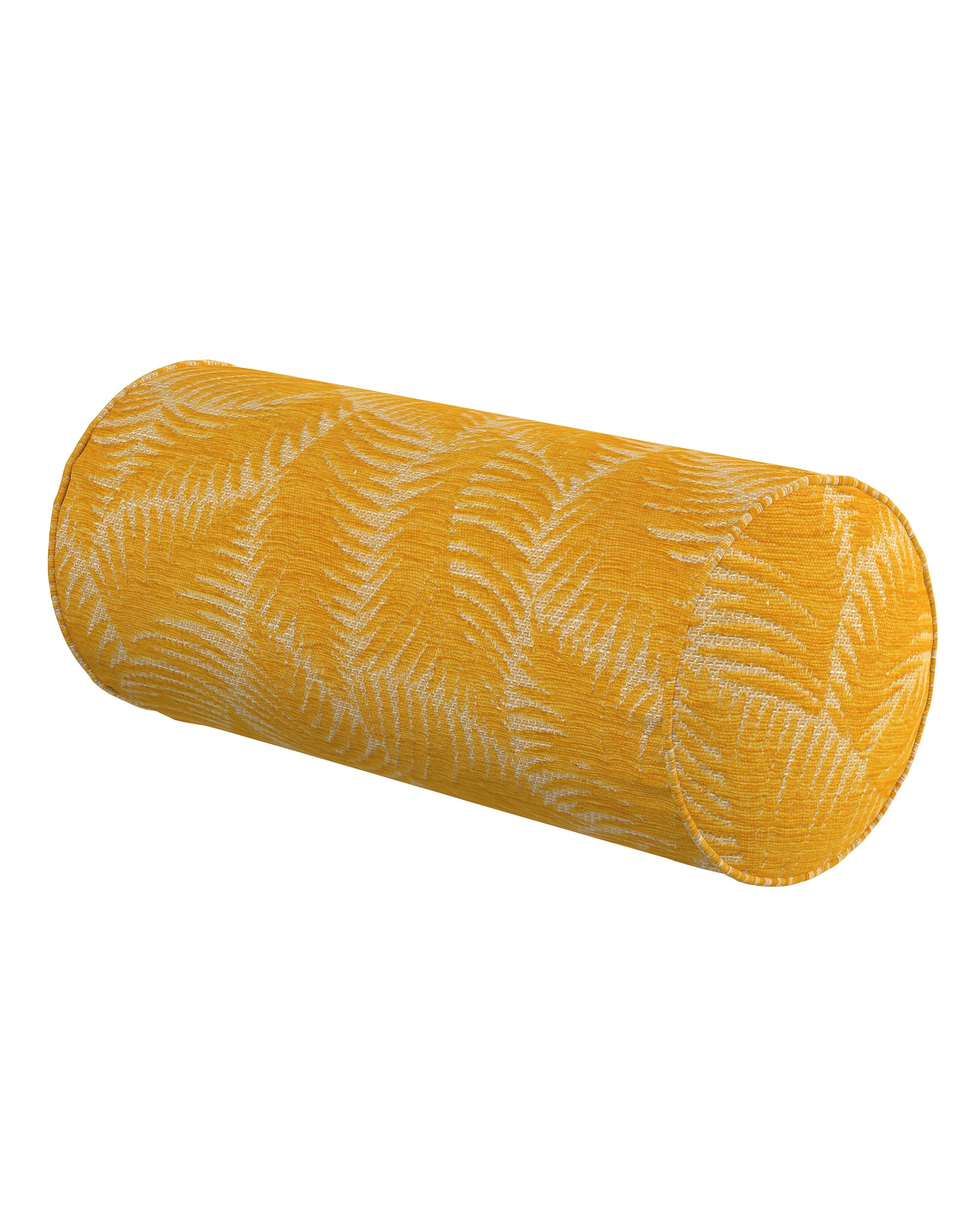 Simple bolster pillow colour yellow fabric structured, patterned