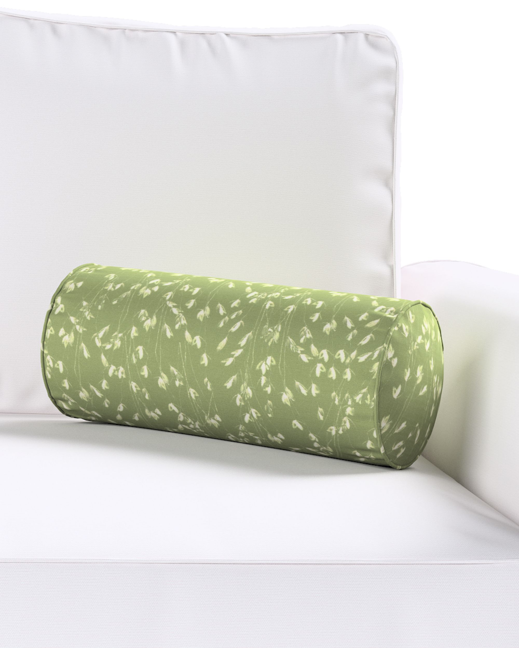 Simple bolster pillow colour green fabric patterned (hover)