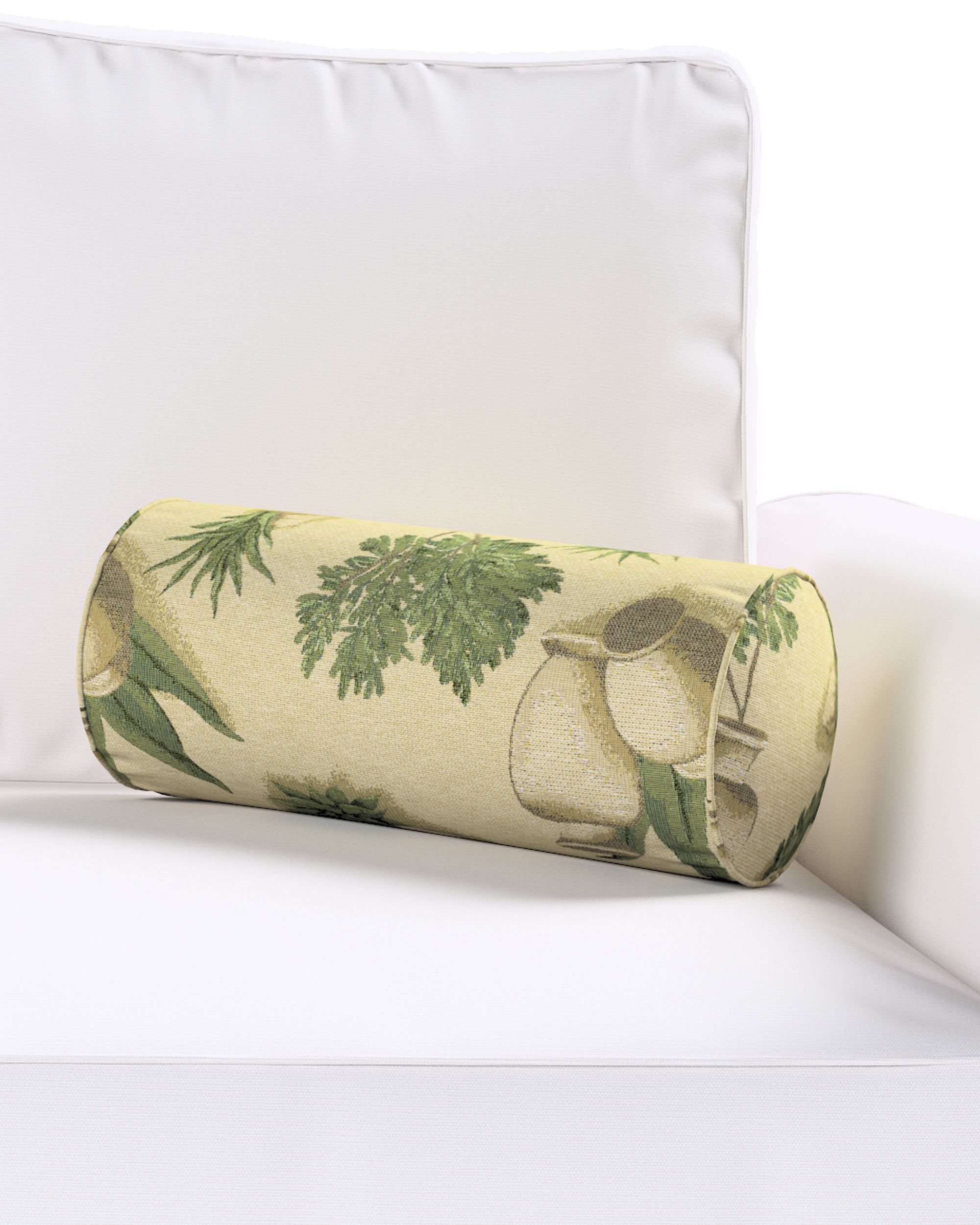 Simple bolster pillow colour beige fabric structured, patterned (hover)