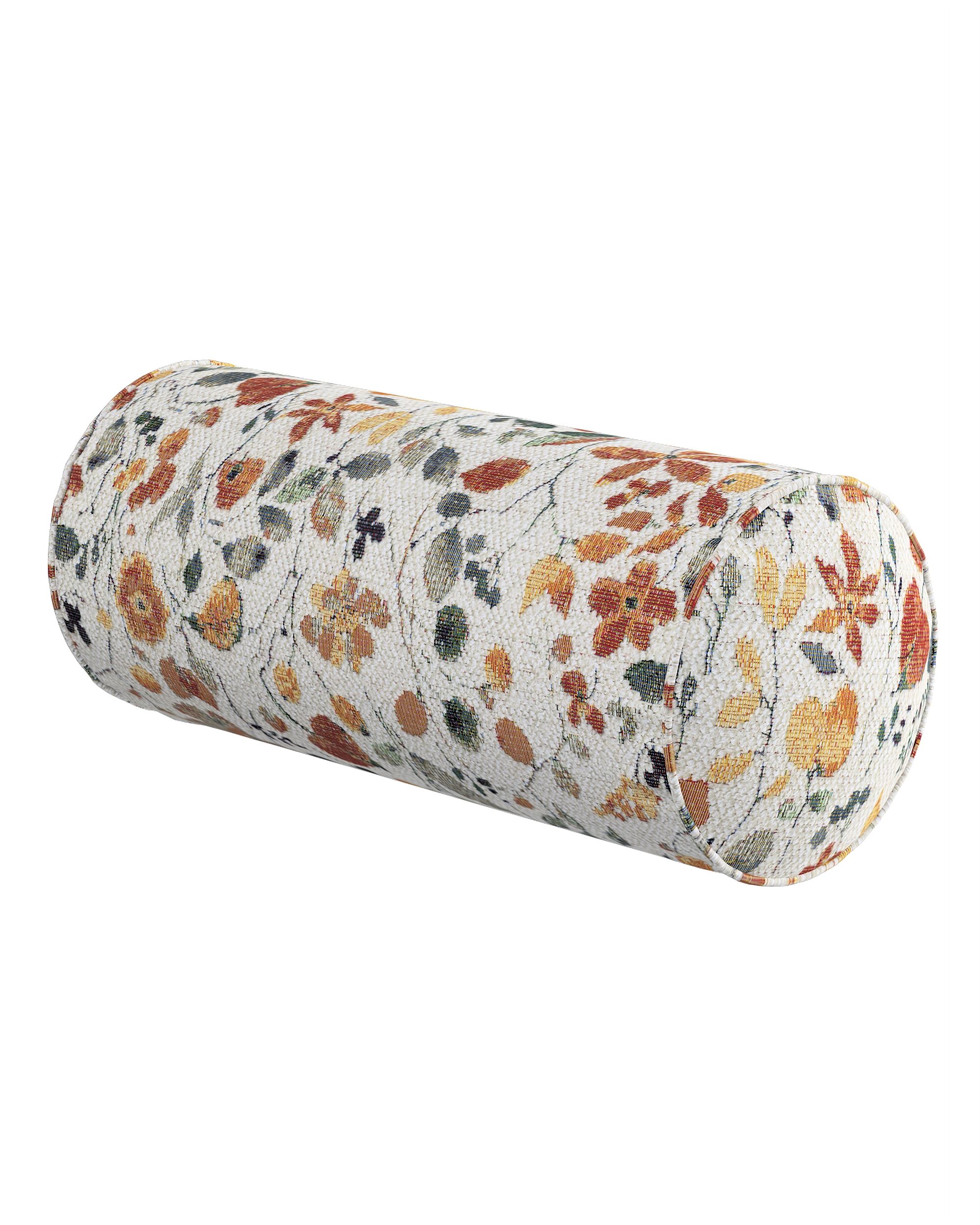 Simple bolster pillow colour orange fabric structured, patterned