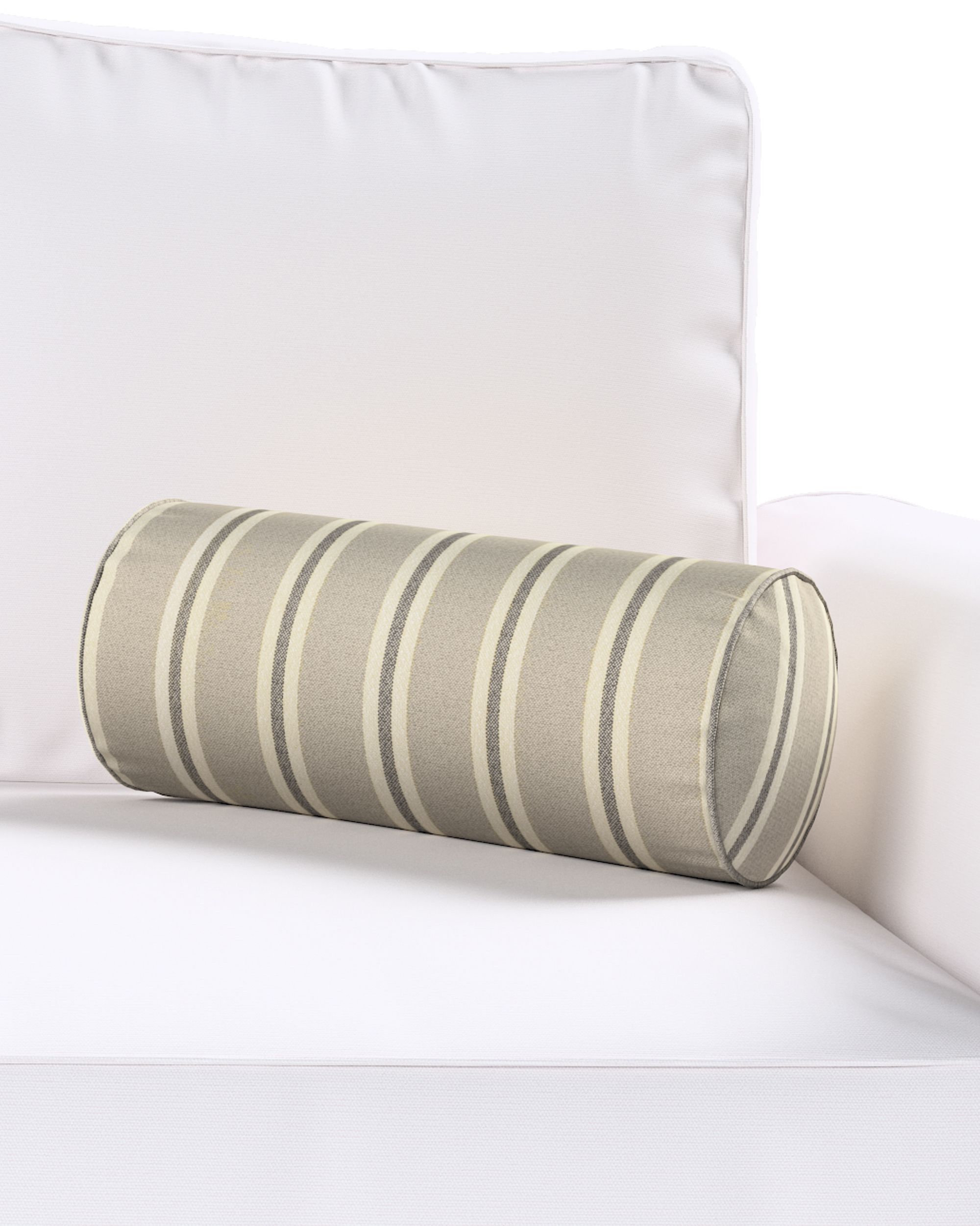 Simple bolster pillow colour beige fabric structured, patterned (hover)