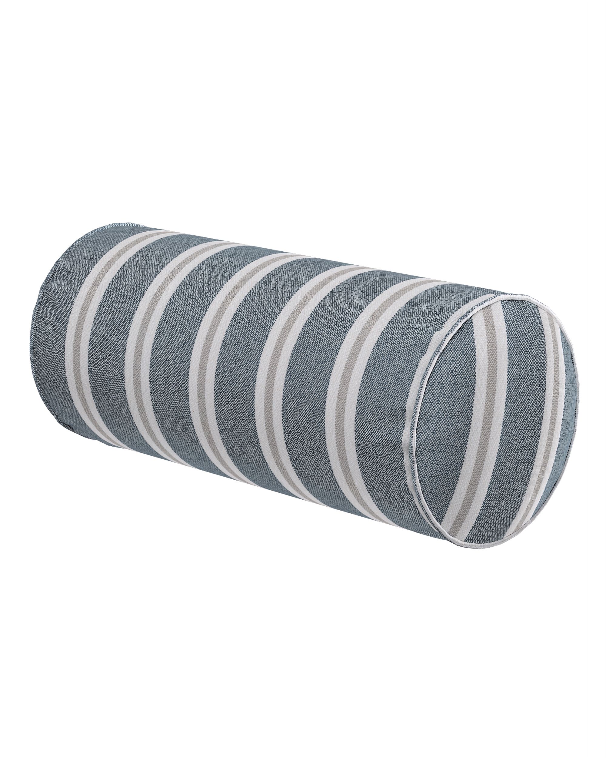 Simple bolster pillow colour blue fabric structured, patterned