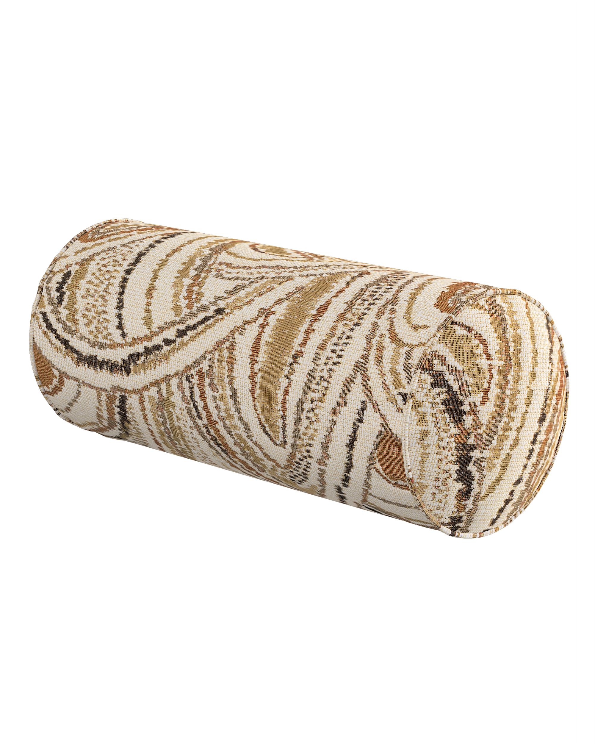 Simple bolster pillow colour beige fabric structured, patterned